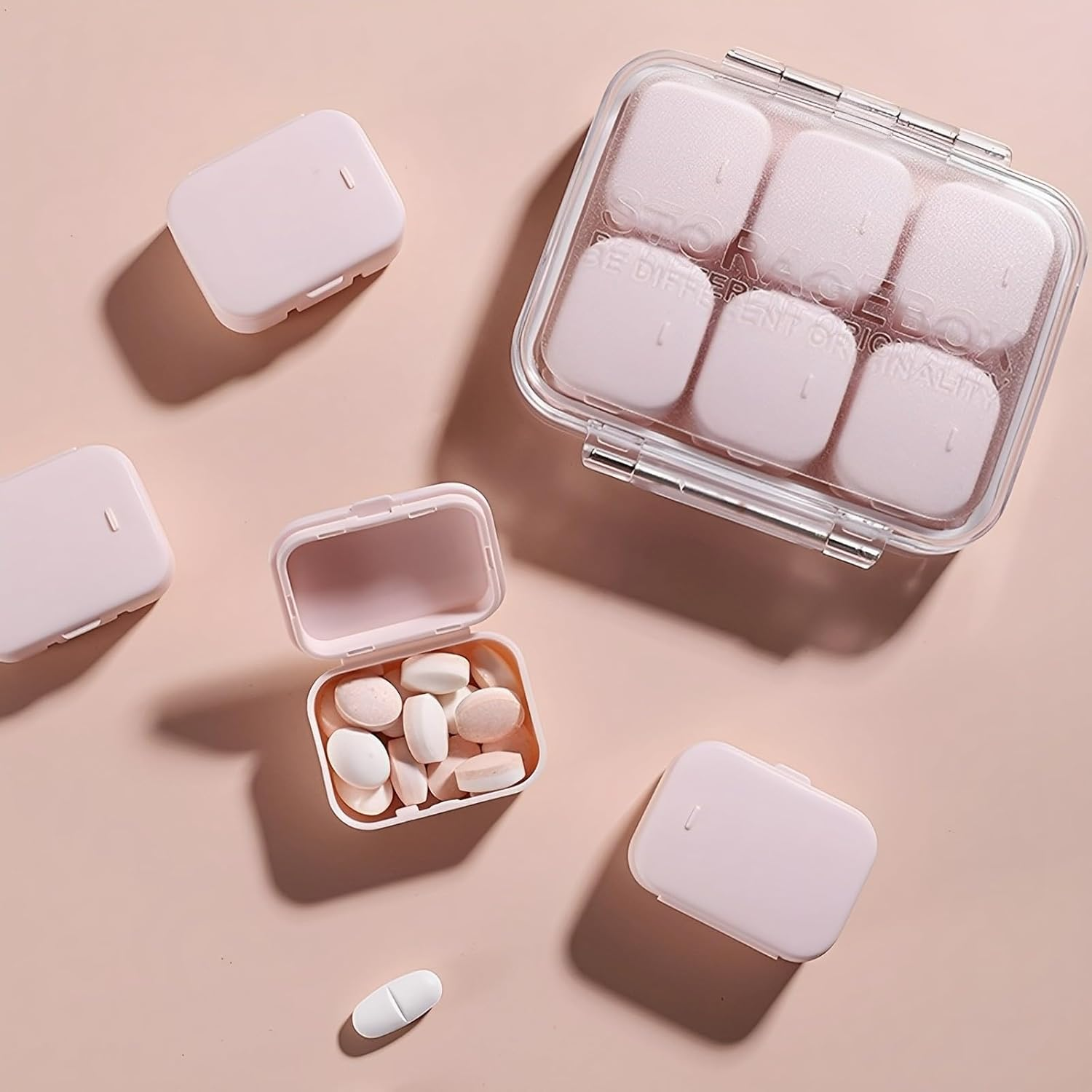 Pill Organizer 4/6 Grid Free Assembly Travel Medicine Organizer 10 Day Pill Organizer Portable Pill Box Waterproof Pill Case Daily Medication Carry Case for Vitamins, Fish Oils, Supplements image number 6