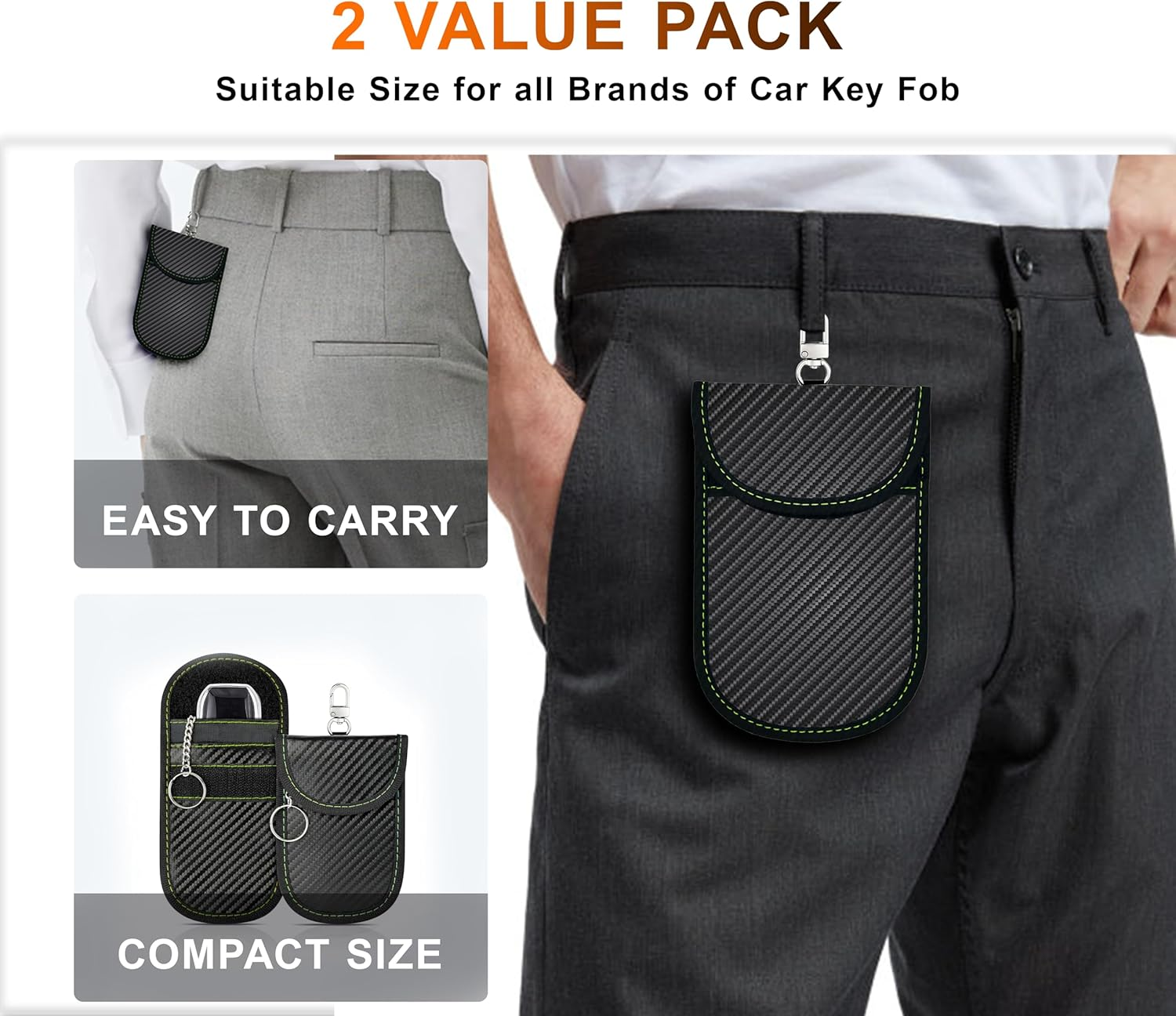 Faraday Bag for Key Blocker Bags 2-Pack - Anti-Theft Dual-Layer RFID Shielding Pouch for Car Keys & Credit Cards, Magic Seal Design, Faraday Key Fob Protector (3.8 &times; 8.0 In) (Dark Black) image number 6