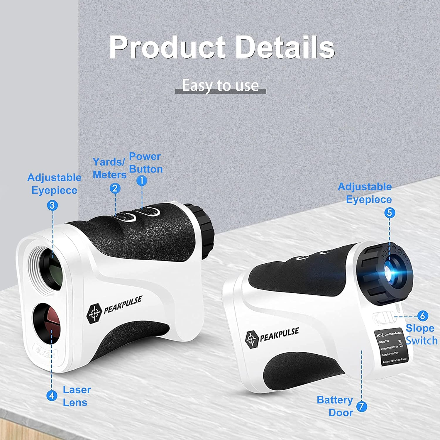 PEAKPULSE Golf Laser Rangefinder for Golf & Hunting Range Finder Gift, Distance Finder with Slope Mode, Flag Pole Locking Vibration︱Fast Focus System image number 5