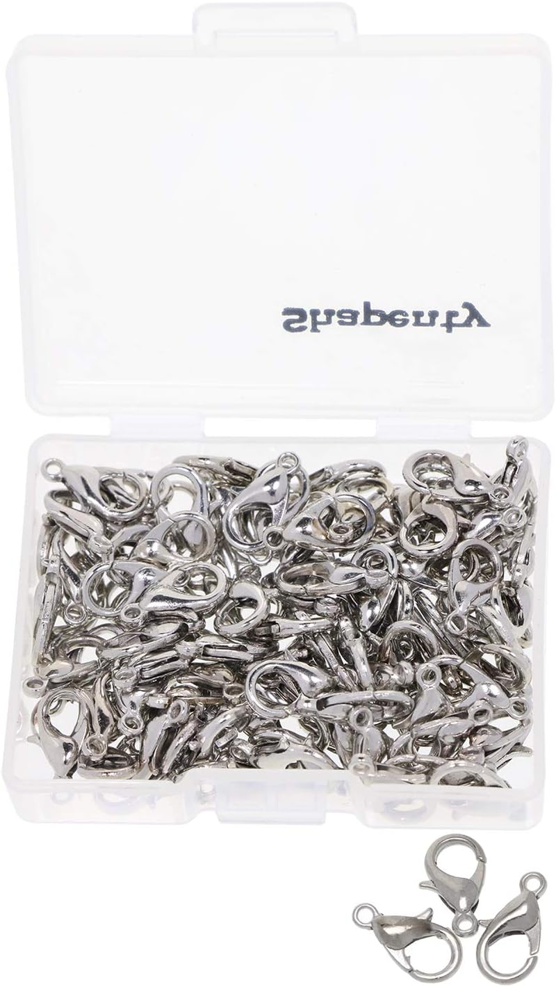 Shapenty Small Metal Alloy Lobster Claw Clasps Clip DIY Necklace Jewelry Finding Making Accessories Fastener Hook 12Mmx6Mm 100PCS (Silver) - Gold image number 4