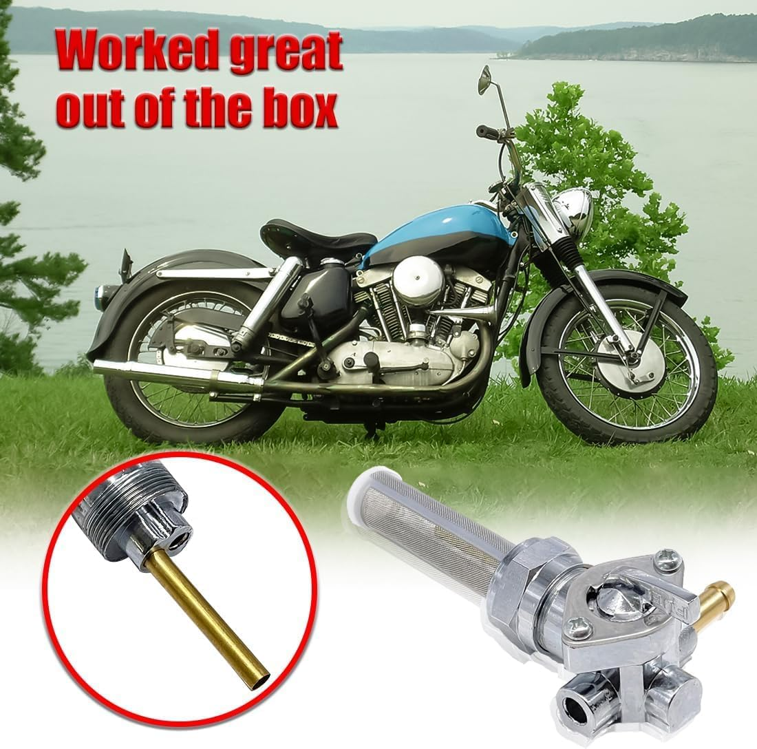 Petcock Fuel Valve 22Mm Right Outlet Spigot for Harley Davidson Sportster Big Twin Dyna Fatboy Electra Glide Heritage Softail Springer Sport Super Tour Glide Low Rider Gas Tank Valve Switch Chrome image number 3