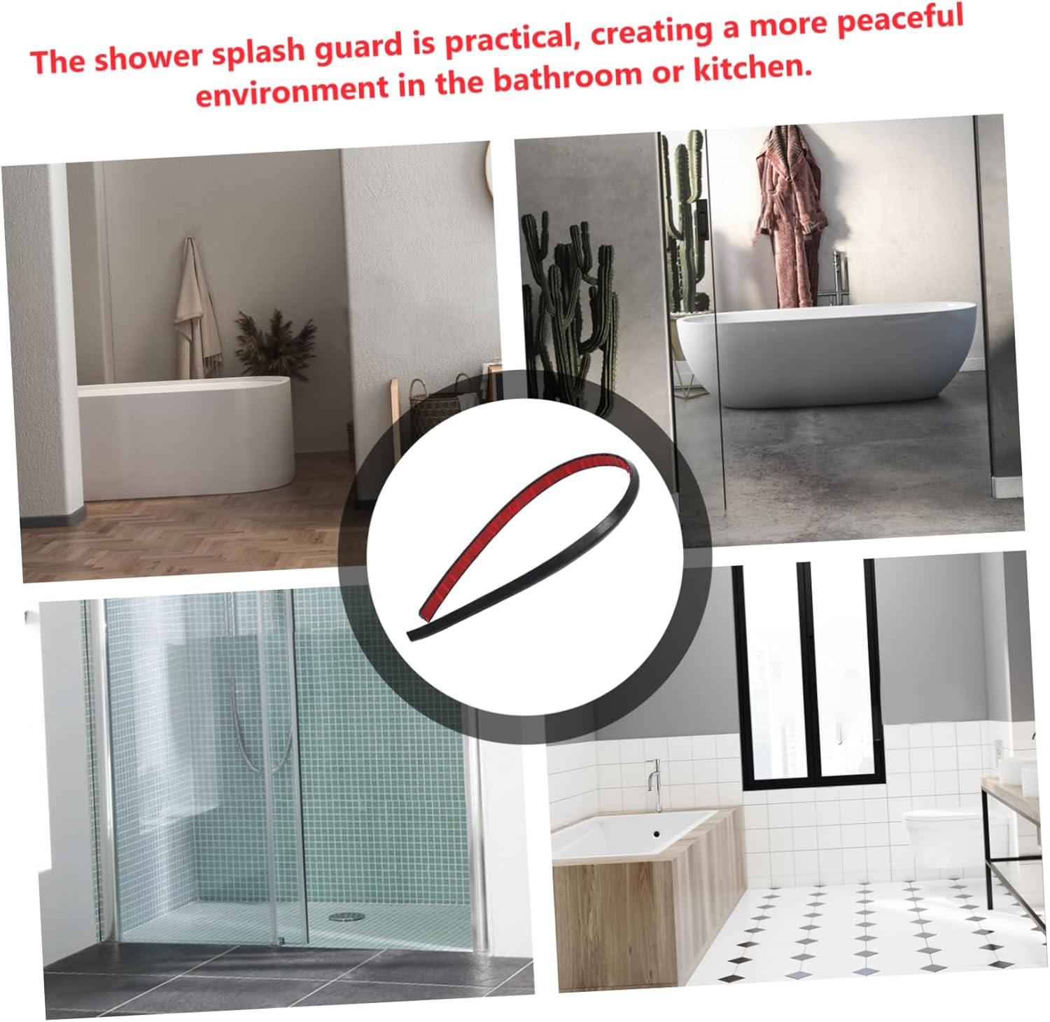 CANIGHT Water Retaining Strip Draft Stopper Adhesive Tape Shower Floor Barrier for Shower 2 Pack image number 5