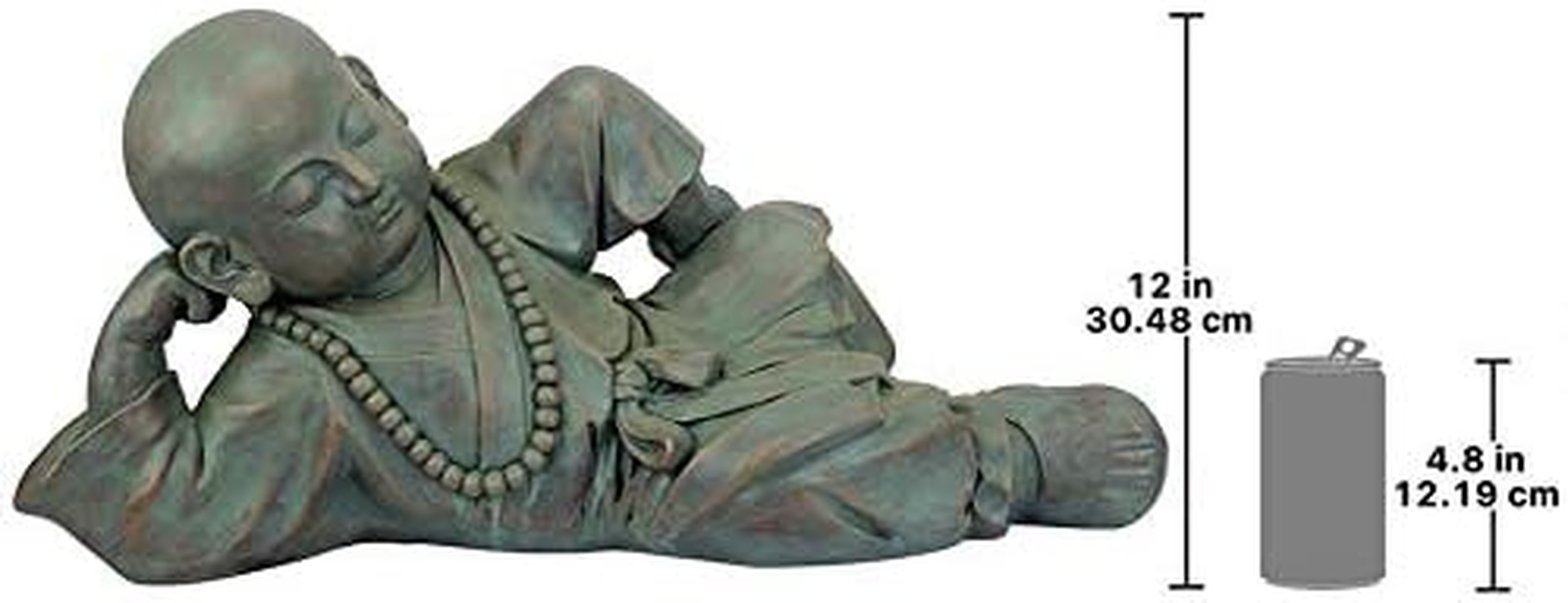 Design Toscano EU22736 Resting Serene Baby Buddha Garden Statue, Verdigris image number 3
