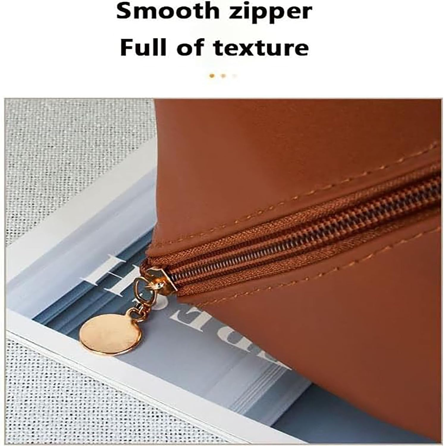 SYGELER Premium PU Travel Cosmetic Organizer - Waterproof Large Capacity Makeup Bag for Women, Portable Toiletry Storage with 5 Compartments, Vacation Essentials (Brown) image number 5