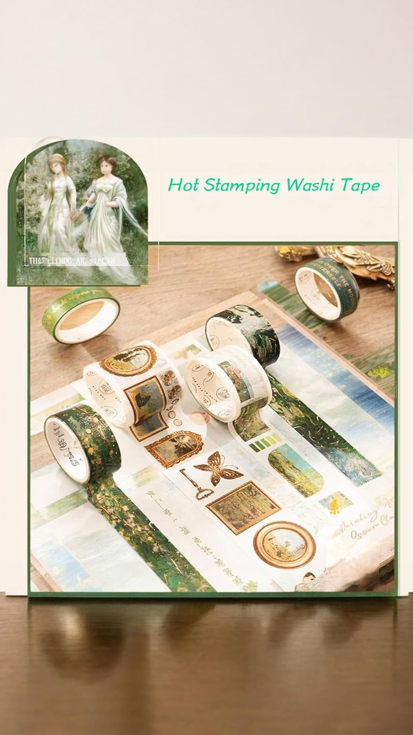 Honwor Vintage Monet Garden Aesthetic Scrapbook Kit - Art Stickers, B6 Notebook, & Supplies for Bullet Journals & DIY Craft Decor Gifts image number 3