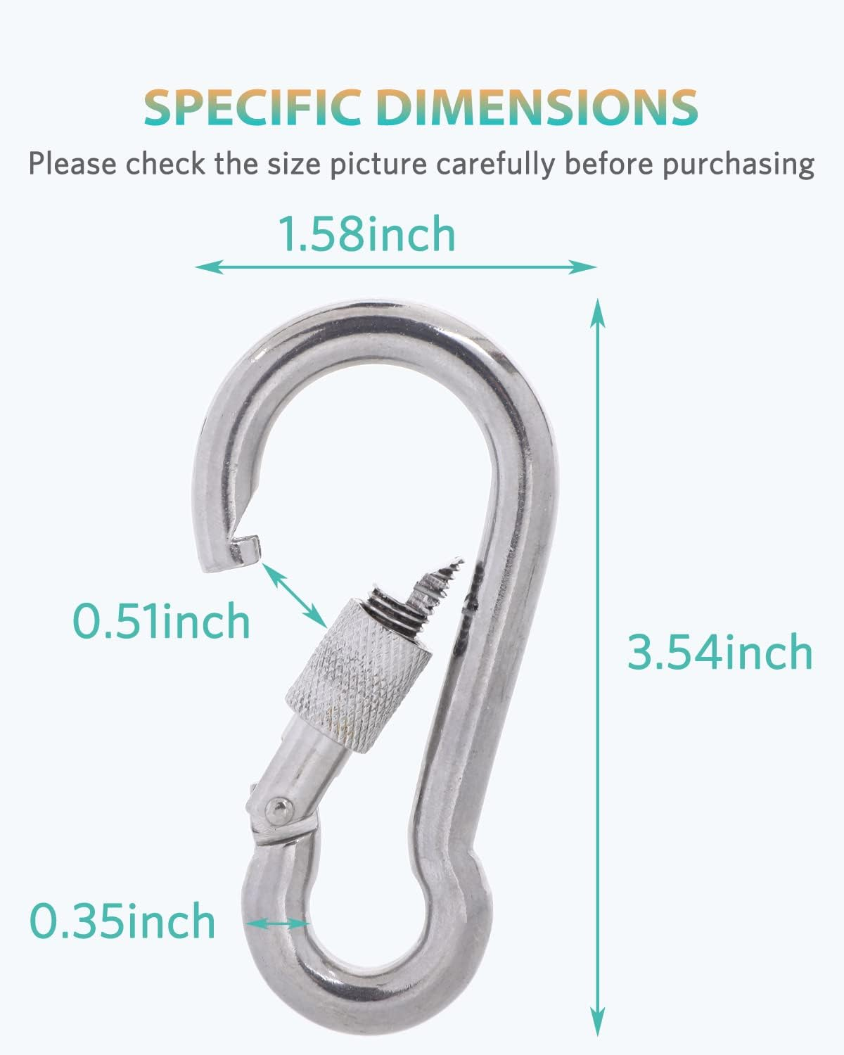 Carabiner Clips, 316 Stainless Steel Carabiner Clip, Heavy Duty Carabiner Hooks, Keychain Carabiners, Multi-Purpose Spring Snap Hook for Dog Leash, Outdoor Camping, Swing, Hammock