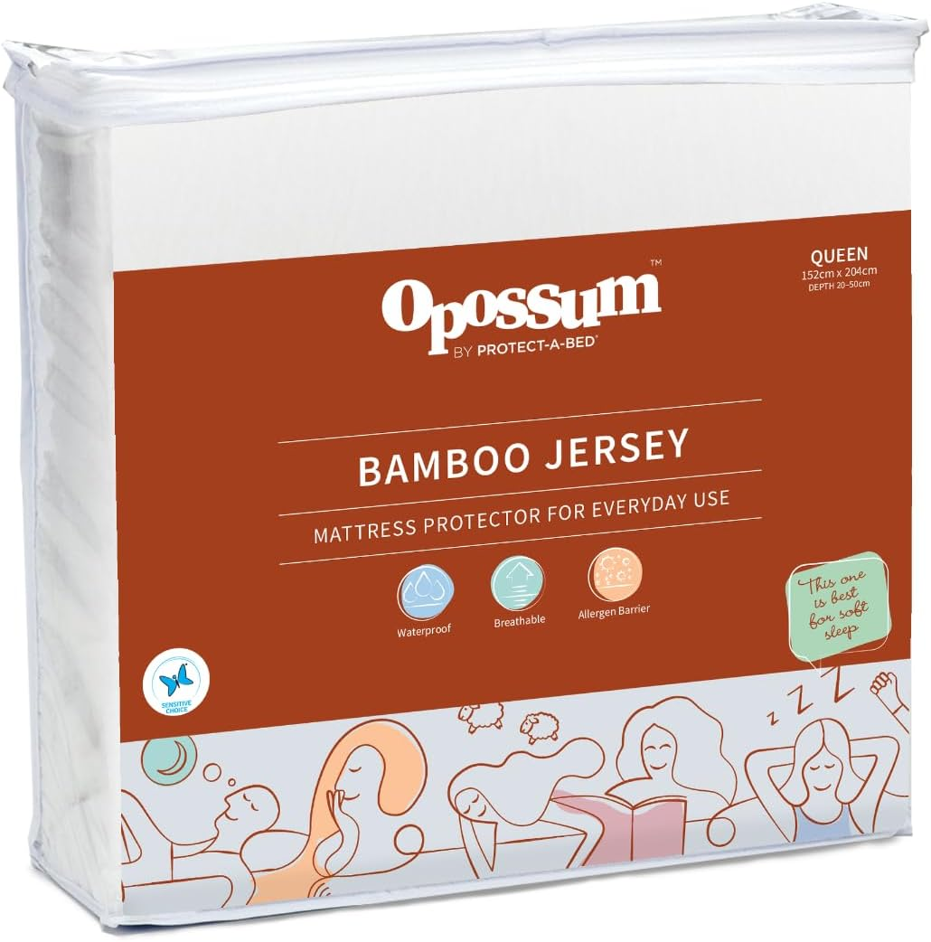 Opossum by Protect-A-Bed Bamboo Jersey Waterproof Fitted Mattress Protector, King Bed Size image number 3
