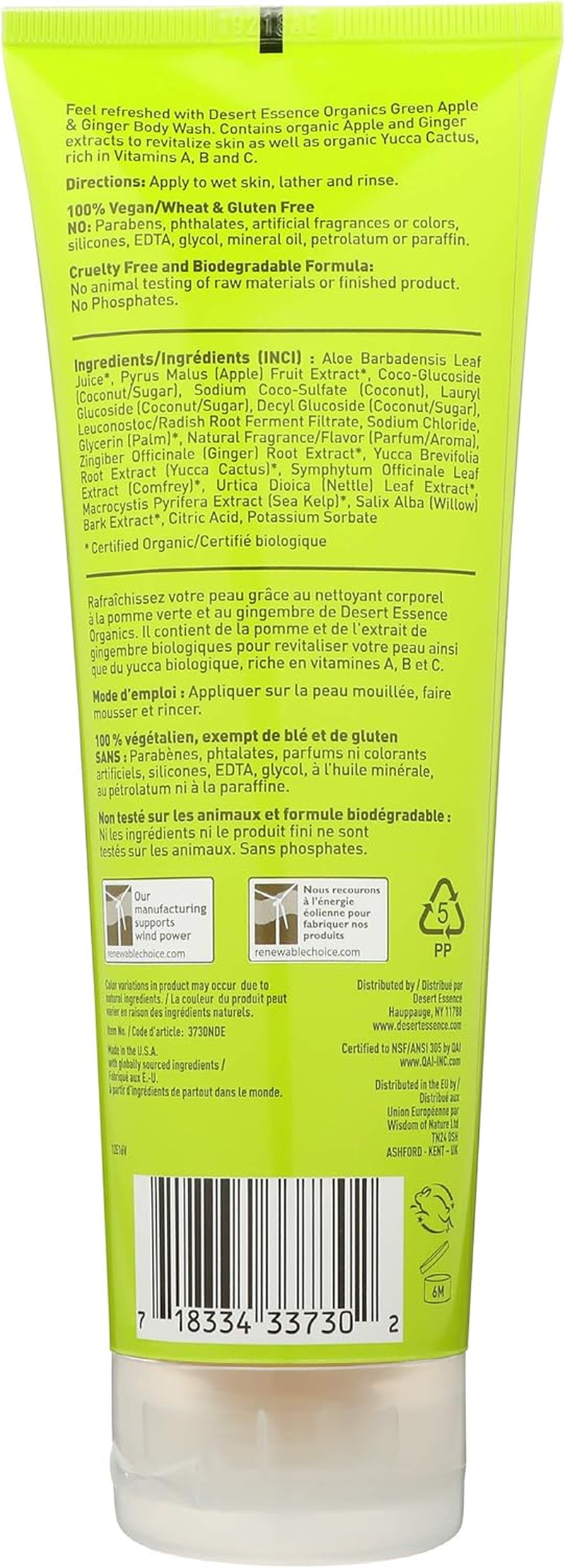 Desert Essence Body Wash, Green Apple and Ginger, 8 Fluid Ounce image number 4