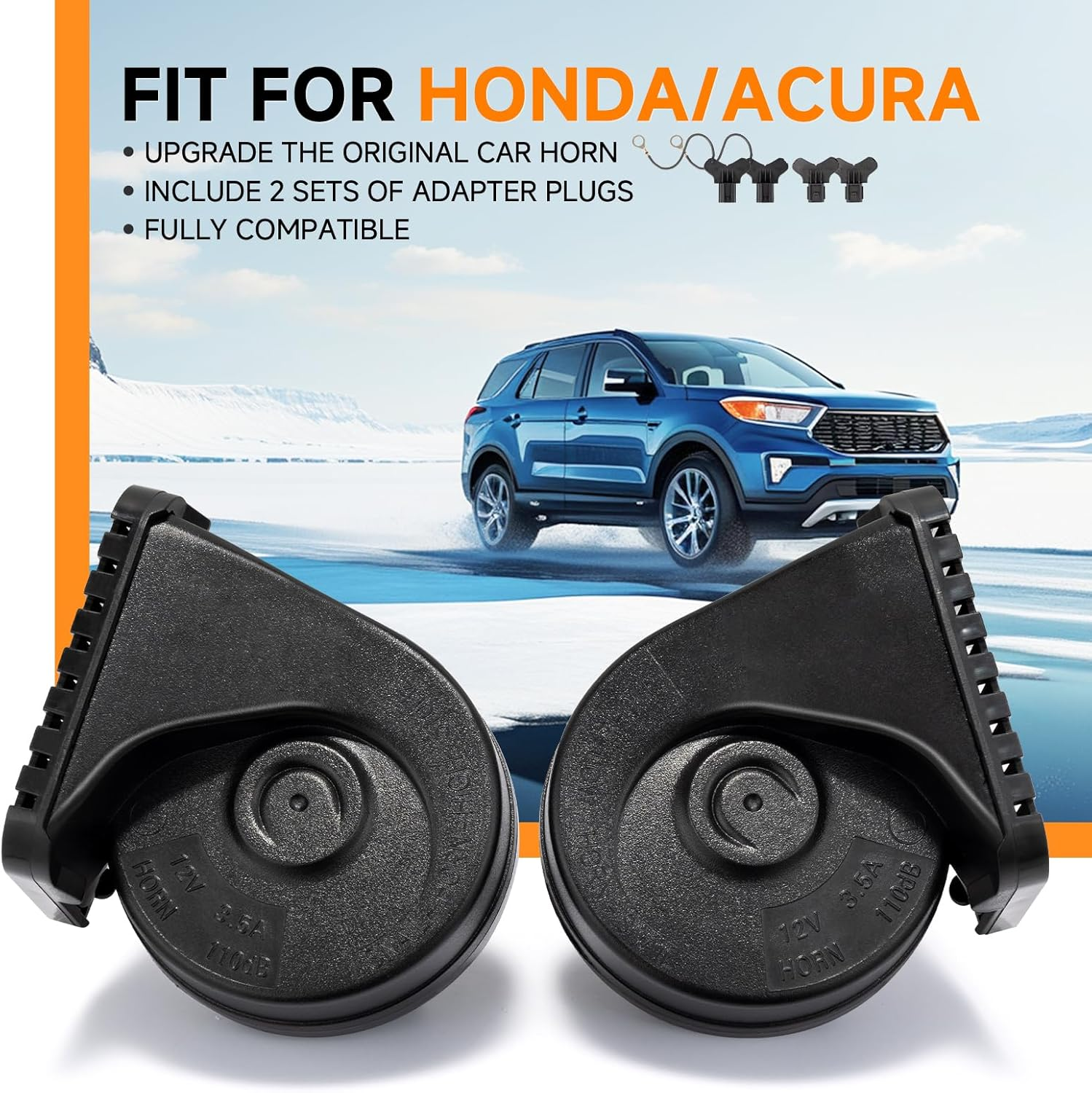 Car Horn for Honda Civic CRV Odyssey Accord Pilot Passport Fit Insight Ridgeline, Acura MDX RDX Integra Auto Horn for Honda Loud Dual-Tone image number 4