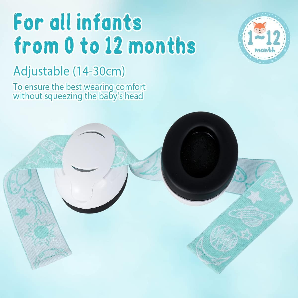 Infants Headphone, Kids Ear Defenders Noise Cancelling Headphones with Adjustable Headband, Ear Protectors Hearing Protection Safety Earmuffs Noise Reduction for 0-3 Years Baby (Green) image number 6