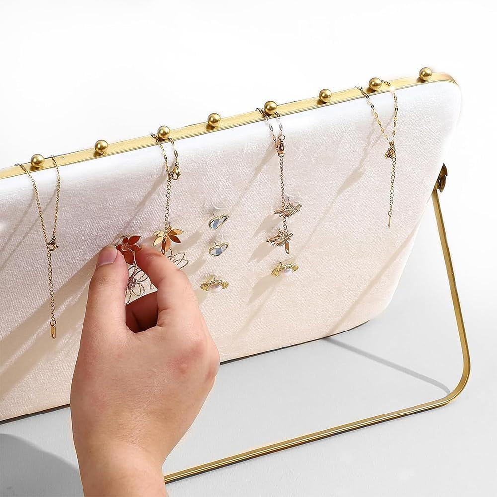 HYAVIA Metal Necklace Display Stand with Velvet &ndash; Large Jewelry Holder Organizer for Home, Shop, Craft Shows, Exhibitions, Vendors, or Selling Necklaces, Foldable & Elegant image number 3