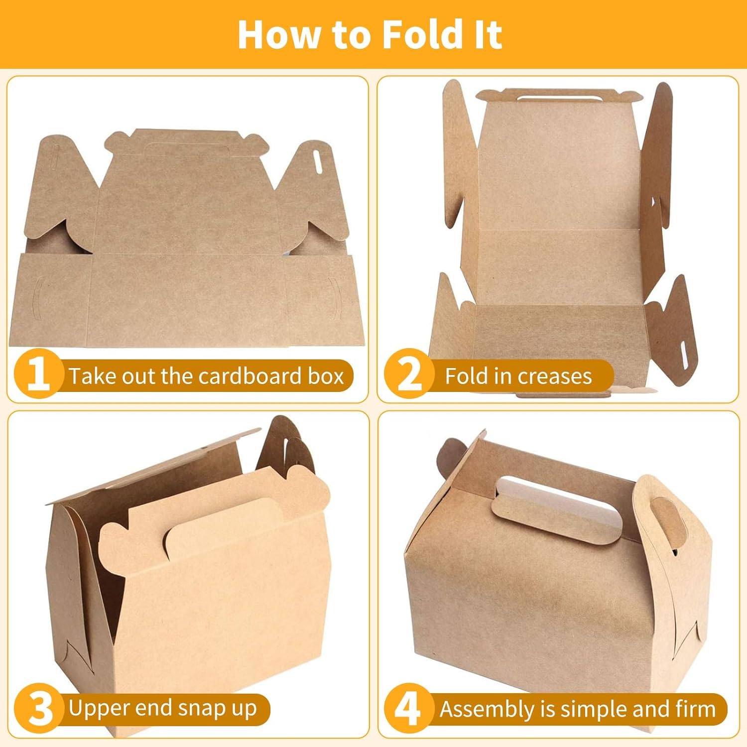 50 Pcs Treat Boxes 16X9X10Cm Kraft Paper Gift Boxes Gable Boxes Party Favor Boxes Snack Boxes Goodie Boxes Cardboard Cookie Boxes Chips Candy Treat Boxes for Birthday Party Wedding Baby Shower (White) image number 5