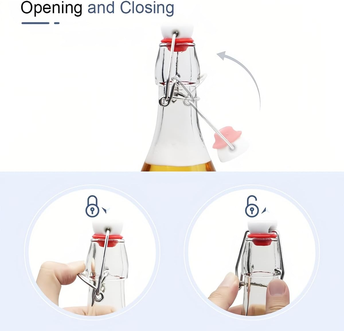 10Pack 250Ml Swing Top Glass Bottles, 8.5Oz Flip Top Beer Brewing Bottles with Stoppers for 2Nd Fermentation, Kombucha, Wine, Vanilla Extract, Juice, Tea, with Airtight Stopper Cap Lid, Pourers image number 4