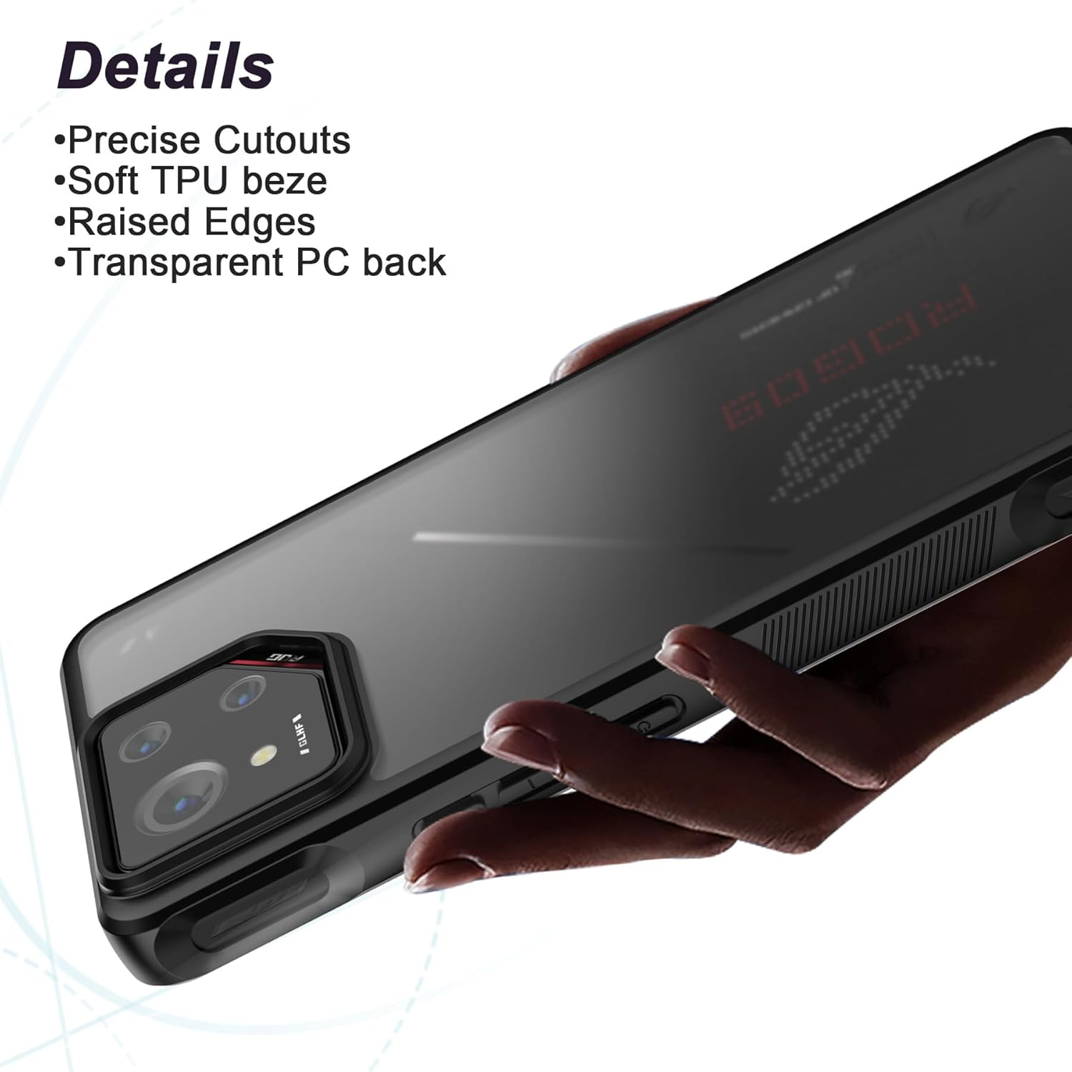 Foluu Asus ROG Phone 9/9 Pro 2024 Case, Back Transparent Matte PC Hard Shell Shockproof Case for Asus ROG Phone 9/9 Pro 2024 (Black)