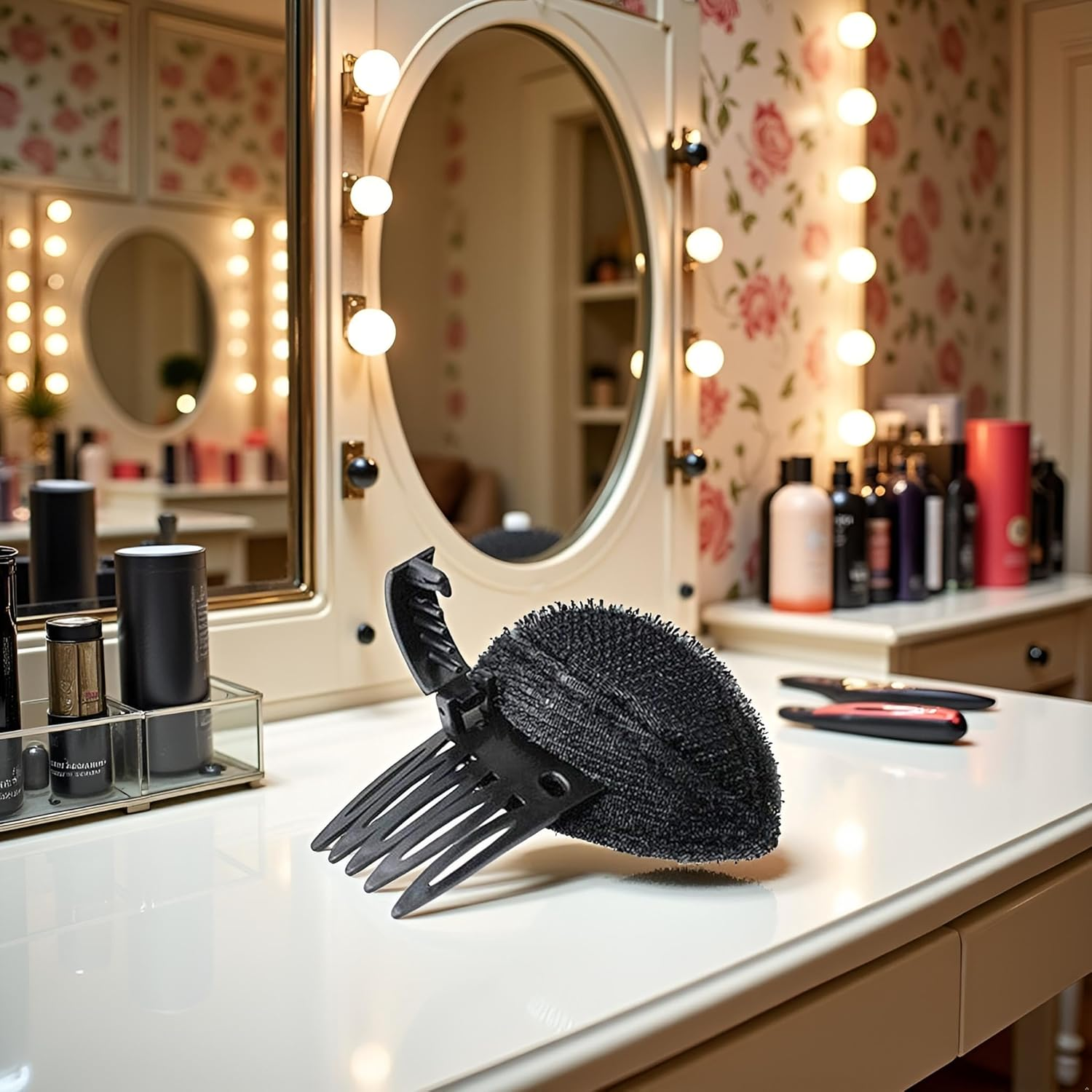 Black Puff Fluffy Hair Volume Clips Set - Hair Base Pads,Bun Shapers,And DIY Hairstyling Tools for Women and Girls,Hair Accessories,Bun and Crown Shapers image number 2