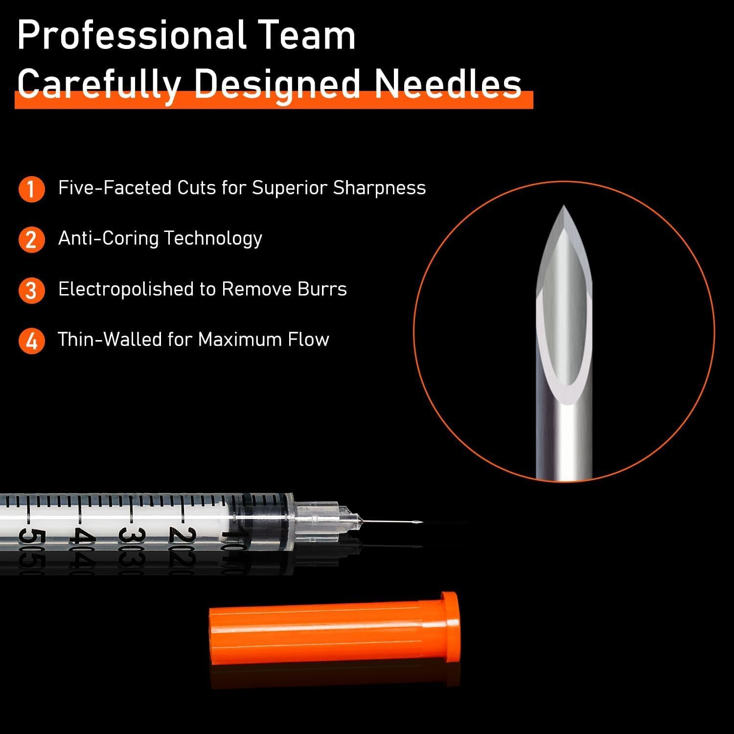 20 Pack 1Ml Syringes with 31Gx6Mm Plastic Multiple Uses Measuring Tools, Individually Wrapped image number 5