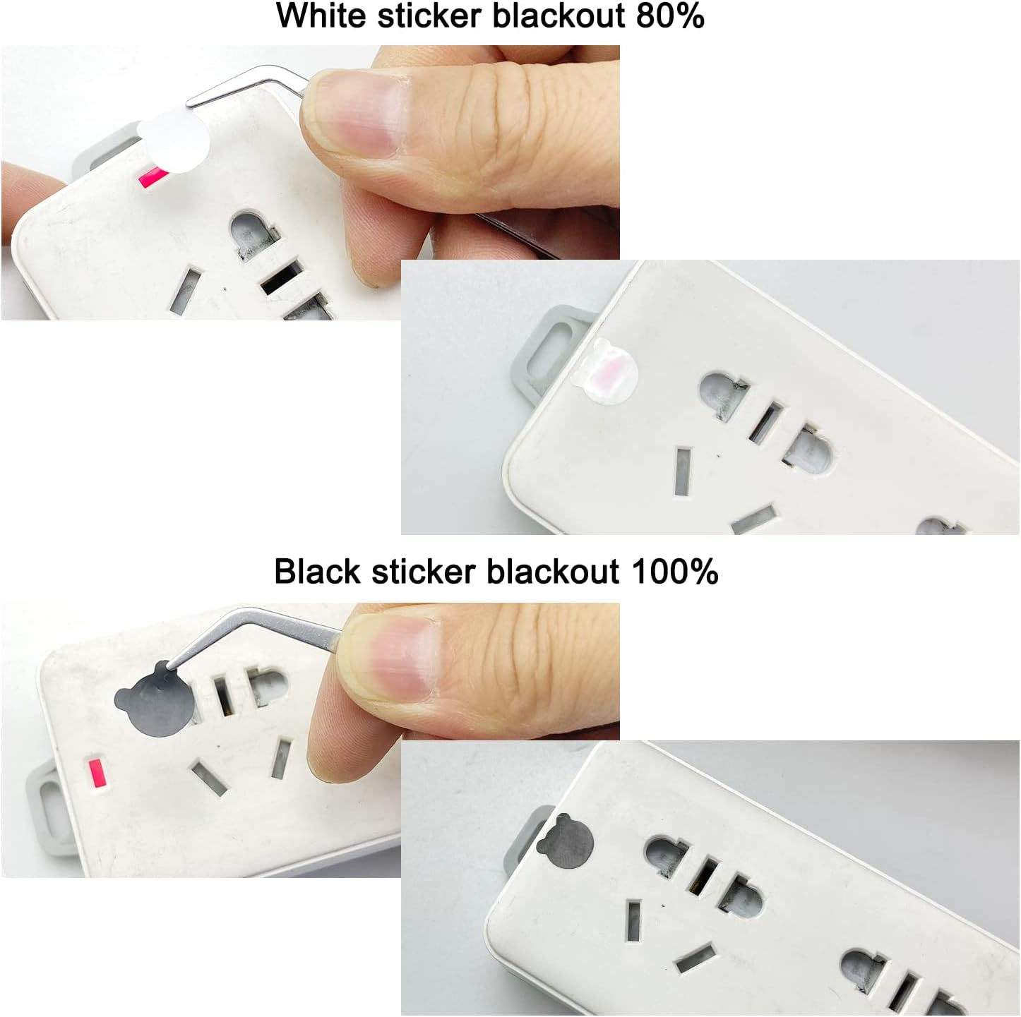 2PCS Light Blocking Stickers, LED Light Dimming Sticker, Dimming Light 80% ~ 100% Blackout Stickers for Electronics, TV, Routers, Clocks with 1PCS Tweezers (White and Black) image number 6