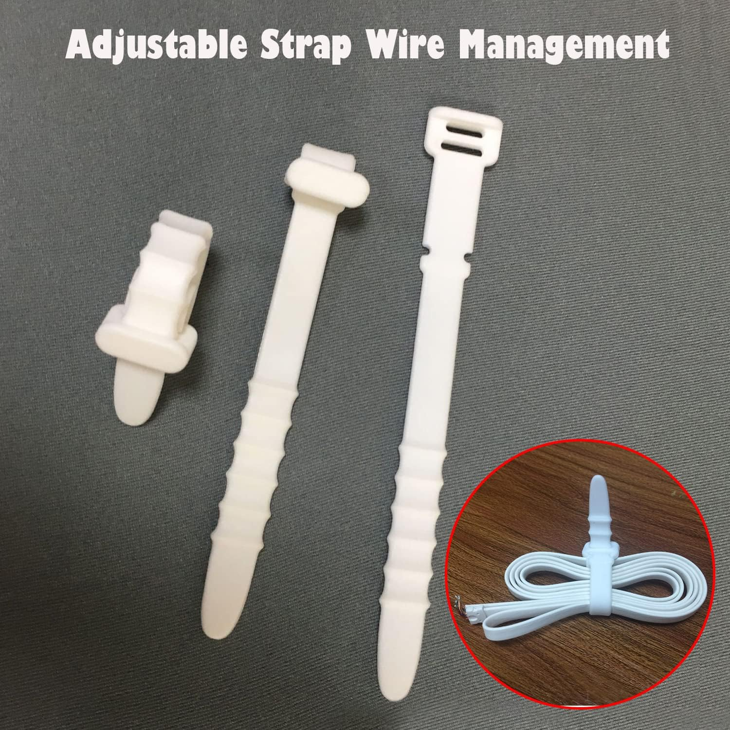 Taicols Zip Ties, 20 Pcs Reusable Silicone Cable Ties, Adjustable Strap Wire Management, Cable Organiser Straps, Cable Straps for Wire, Elastic Cable Organizer for Home Office Table Desk(5 Colors) image number 2