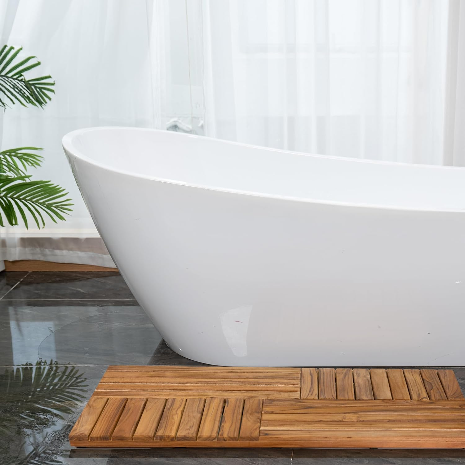 Utoplike Teak Wooden Shower Mat, Wood Bath Mat, Large Bathroom Mat for Shower, Teak Wood Floor Mat for inside Shower