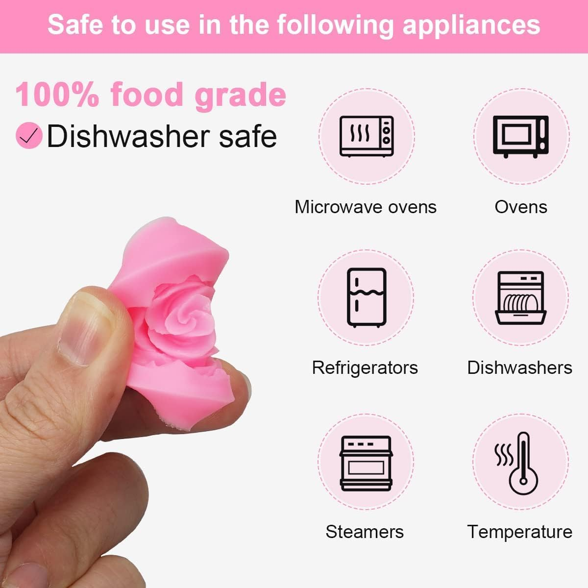 6 Pieces Flower Silicone Molds,Flower Molds,Flowers Fondant Mold,Rose Candle Mold for Candle Soap Making Cake Decorating Candy Chocolate Gum Paste Polymer Clay image number 2