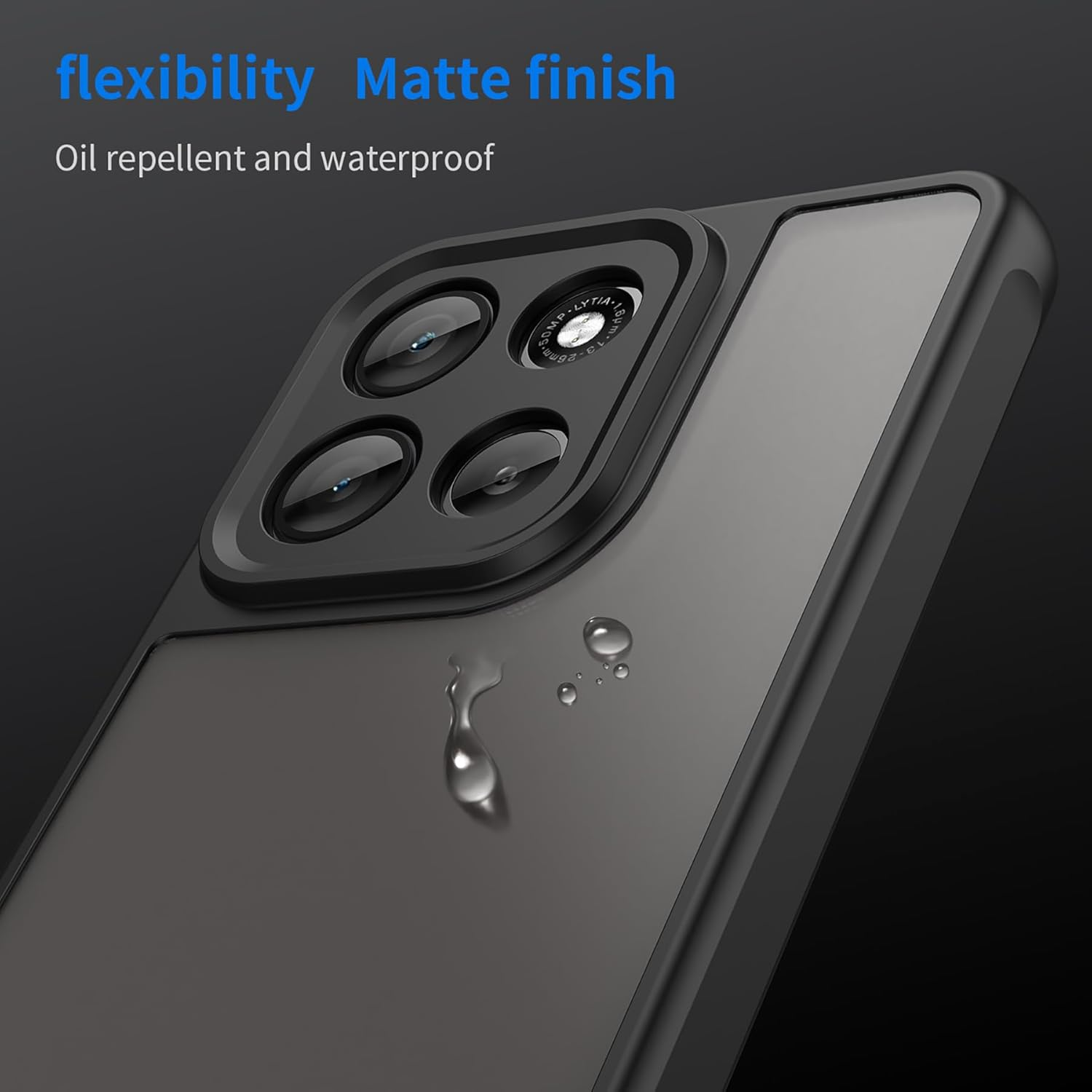 ILING Case for Motorola Moto G86 Power, Ultra Thin Shockproof Matte Skin Feel Hard PC Mobile Phone Case, Translucent Soft Silicone TPU Bumper Protective Case, Black - Blue image number 3