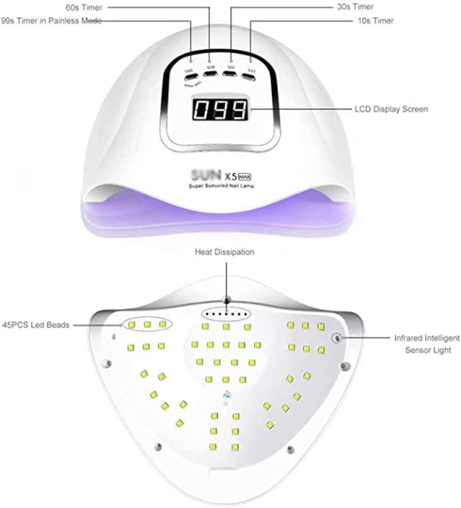 Nail Lamp120W Led Uv Nail Drying Lamp Fast Gel Nail Polish Curing Lamp Professional Salon Nail Dryer for Manicure Pedicure White image number 1