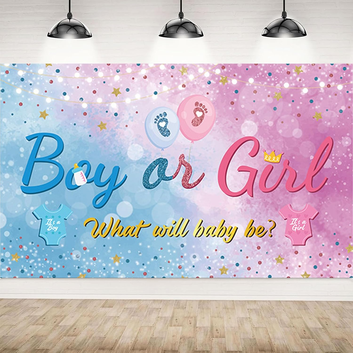 Gender Reveal Backdrop Banner,Gender Reveal Banner Boy or Girl Gender Reveal Background Baby Shower Party Decor 70.8 X 43.3 Inch image number 3