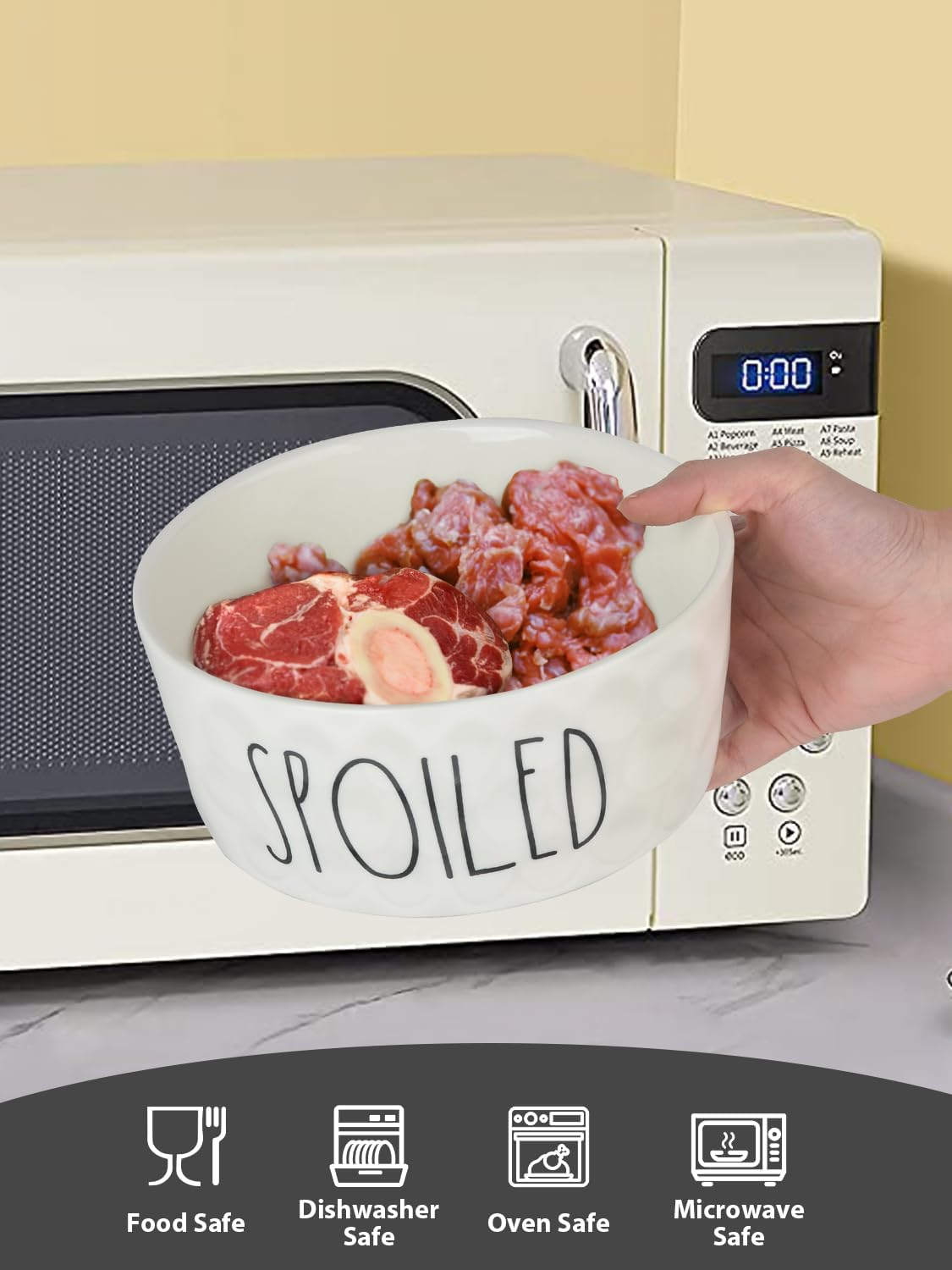 70OZ Ceramic Dog Bowl - 10'' Extra Large Food Water Dog Bowl, Heavy Duty Non-Slip Dog Dish for Medium and Large Dog, Food Grade Porcelain Pet Feeder Bowl, Microwave & Dishwasher Safe, White image number 4