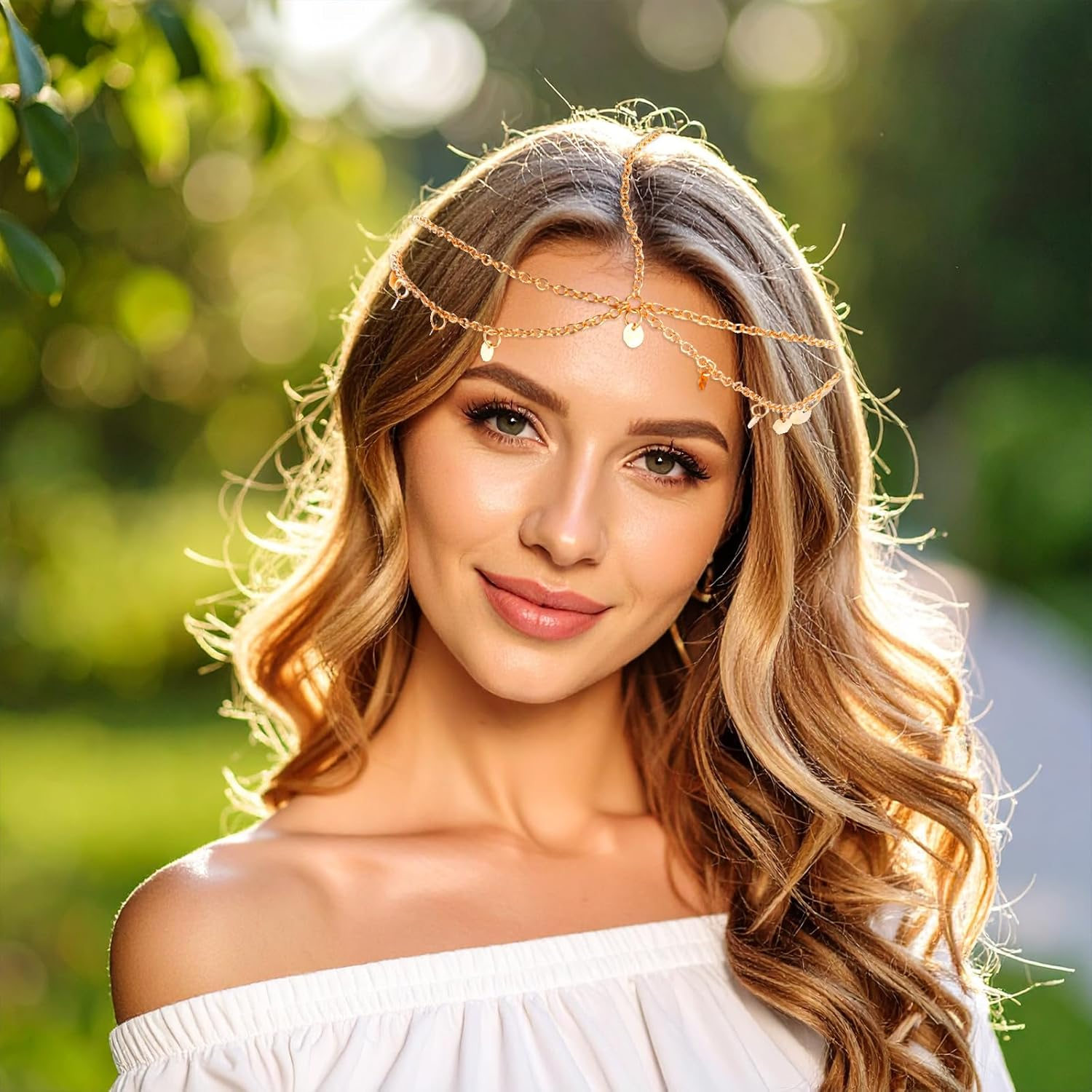 Women'S Gold Headpiece with Sequins Boho Tassel Hair Chain Festival Jewellery Wedding Bridal Hair Accessories Golden Headpiece for Women and Girls image number 6