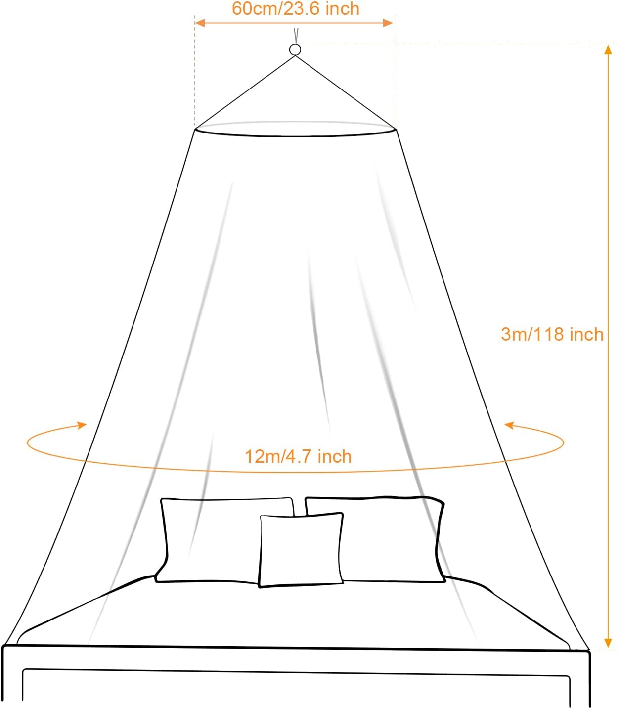 GWHOLE Universal Mosquito Net for Bed Canopy Netting for Single to King Size Beds, White image number 2