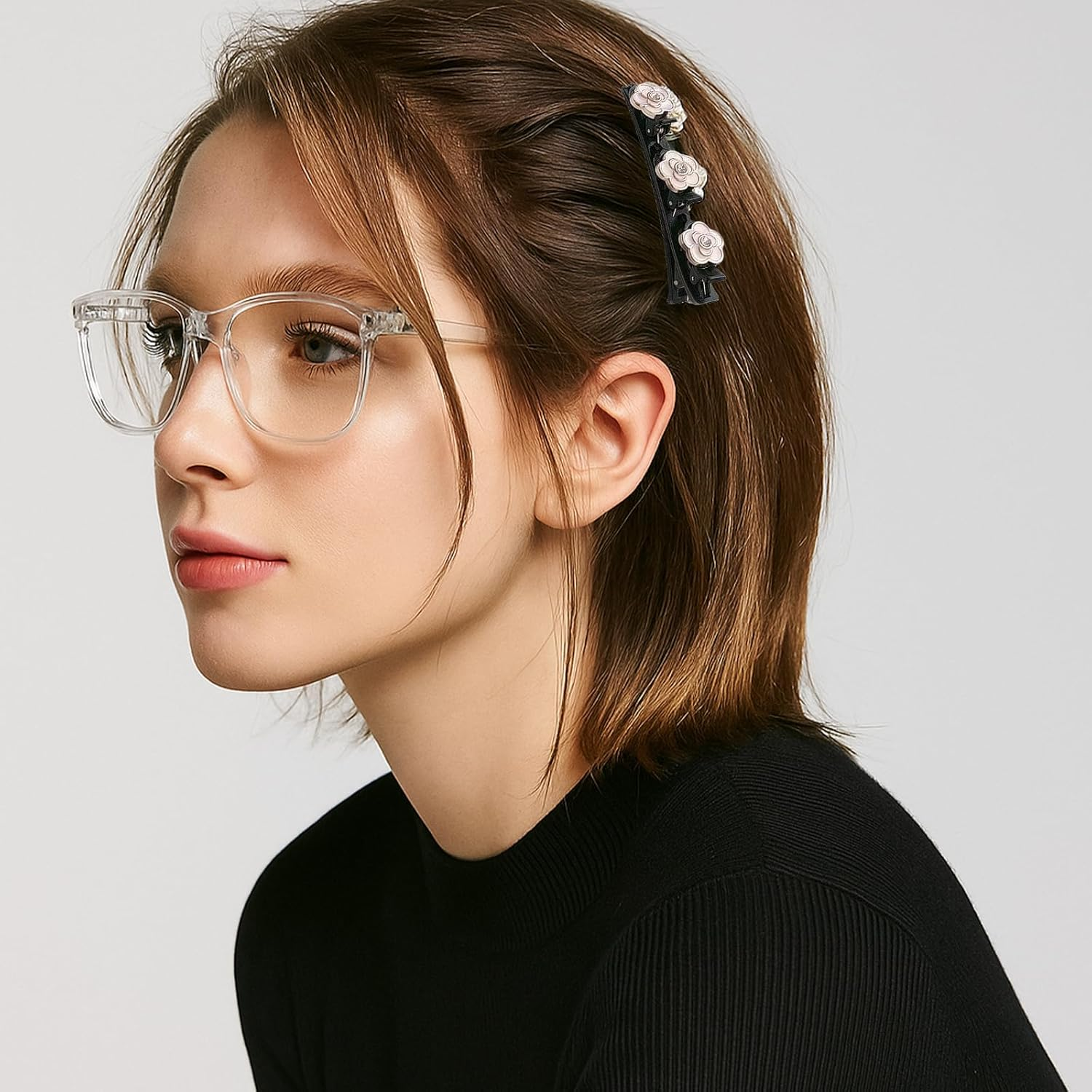 Pack of 5 Double Layer Hair Clip,Sskhe Women'S Braided Hair Clip,Flowers,Butterfly,Crystal Hair Accessories,Create a Variety of Elegant Hairstyles image number 1