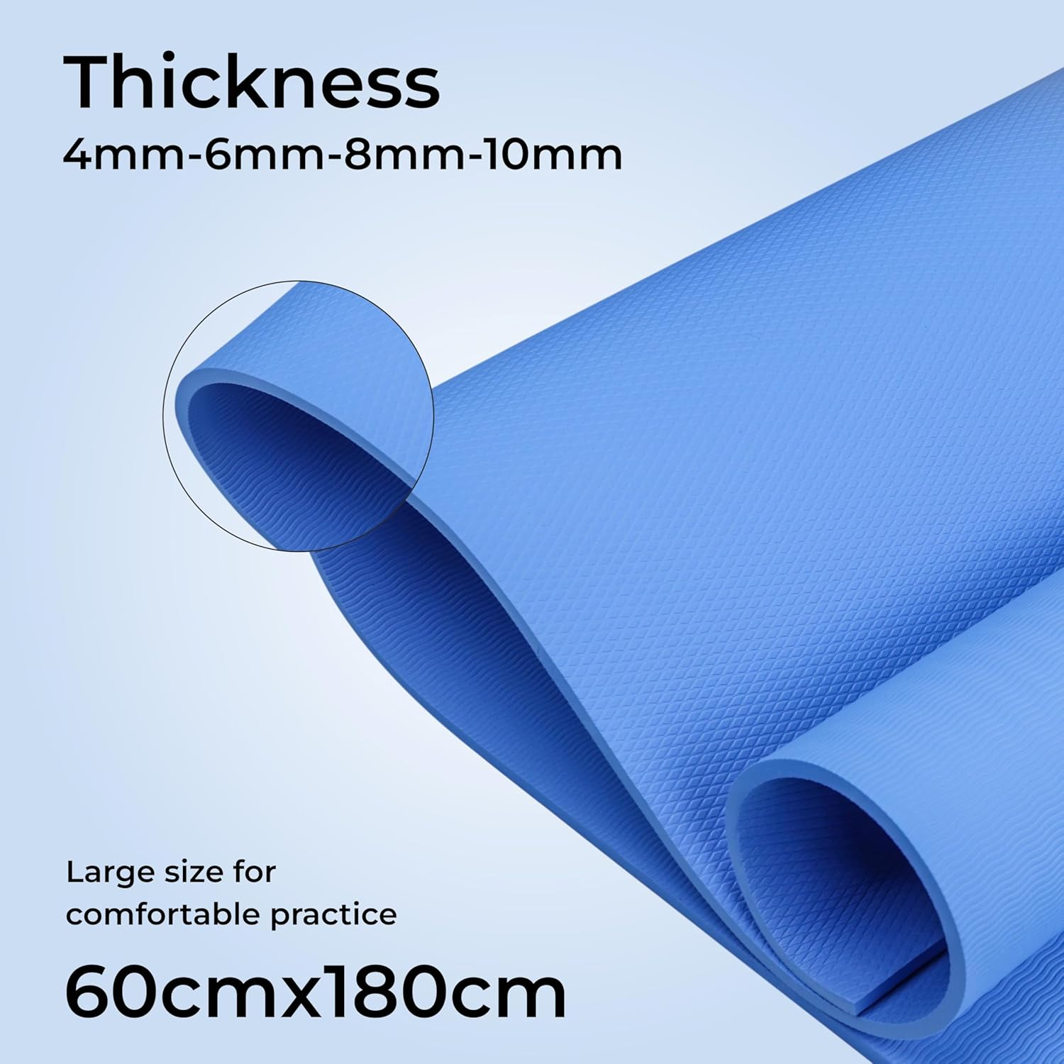 Nivia Ethylene Vinyl Acetate Anti-Skid Yoga Mat | Color: Blue | Size: 8Mm | 1453BL | Comfortable and Firm Cushioning | Eco Friendly | Use for Yoga & Exercise | Non-Slip Surface image number 3