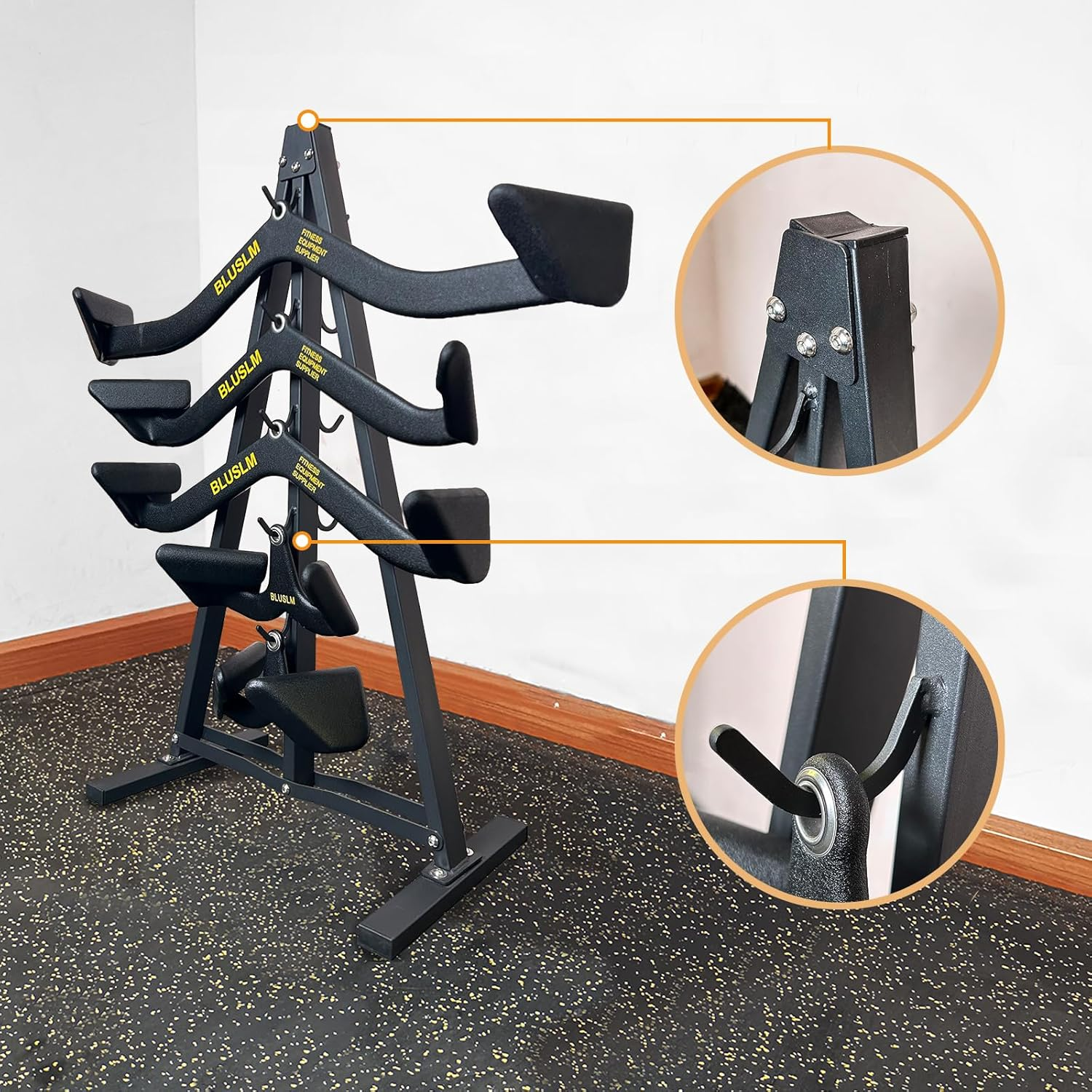 Gym Fitness LAT Pull down Bar Storage Rack for Mag Grip, Heavy Duty A-Frame Stand for LAT Pulldown Attachments & LAT Bar image number 4