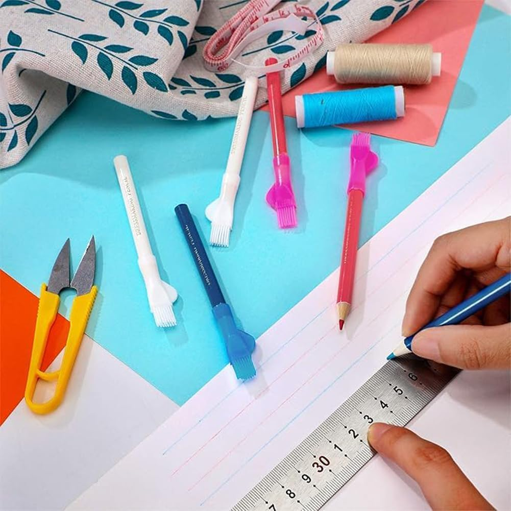 6PCS Tailor Pen Marking and Tracing Tool for Sewing - Fabric Chalk Hand Colors Pencil - Sewing Accessories Manual Plastic image number 3