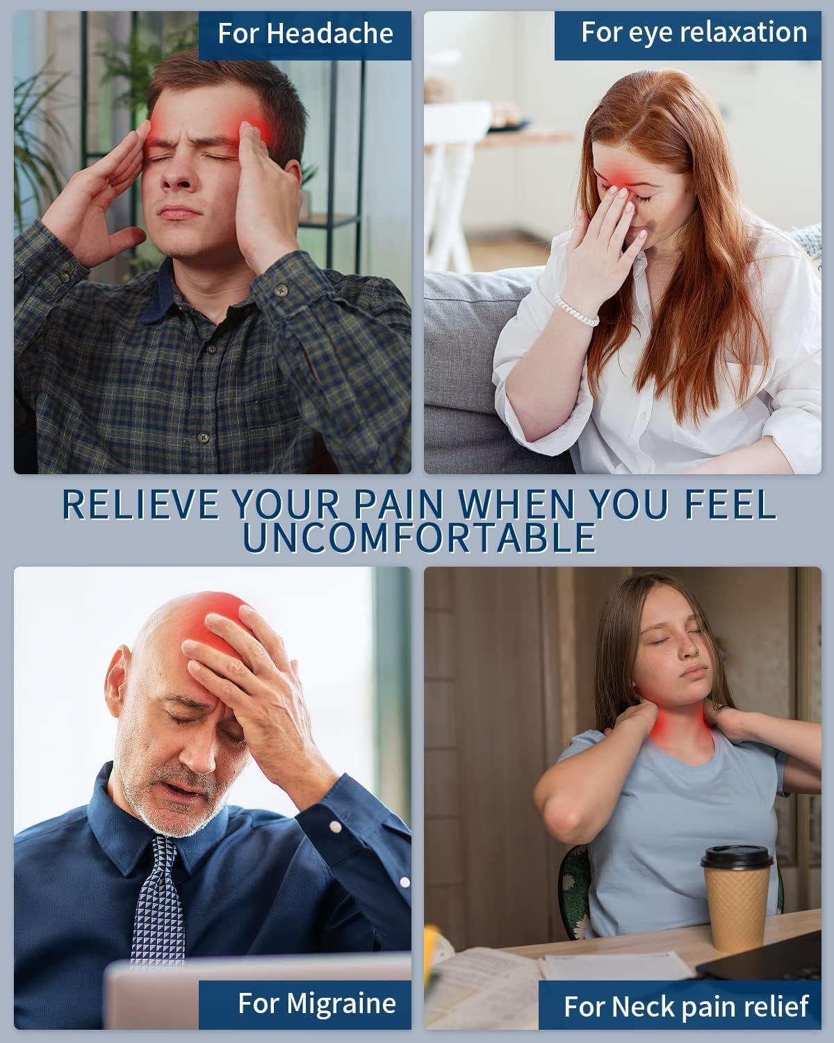 Migraine Headache Relief Cap, Hot & Cold Therapy Hat, Cool Gel Head Wrap, Headache Cap Ice Pack Mask, Cold Compress Migraine Relief Products Device for Tension & Stress (1 Gray) image number 2