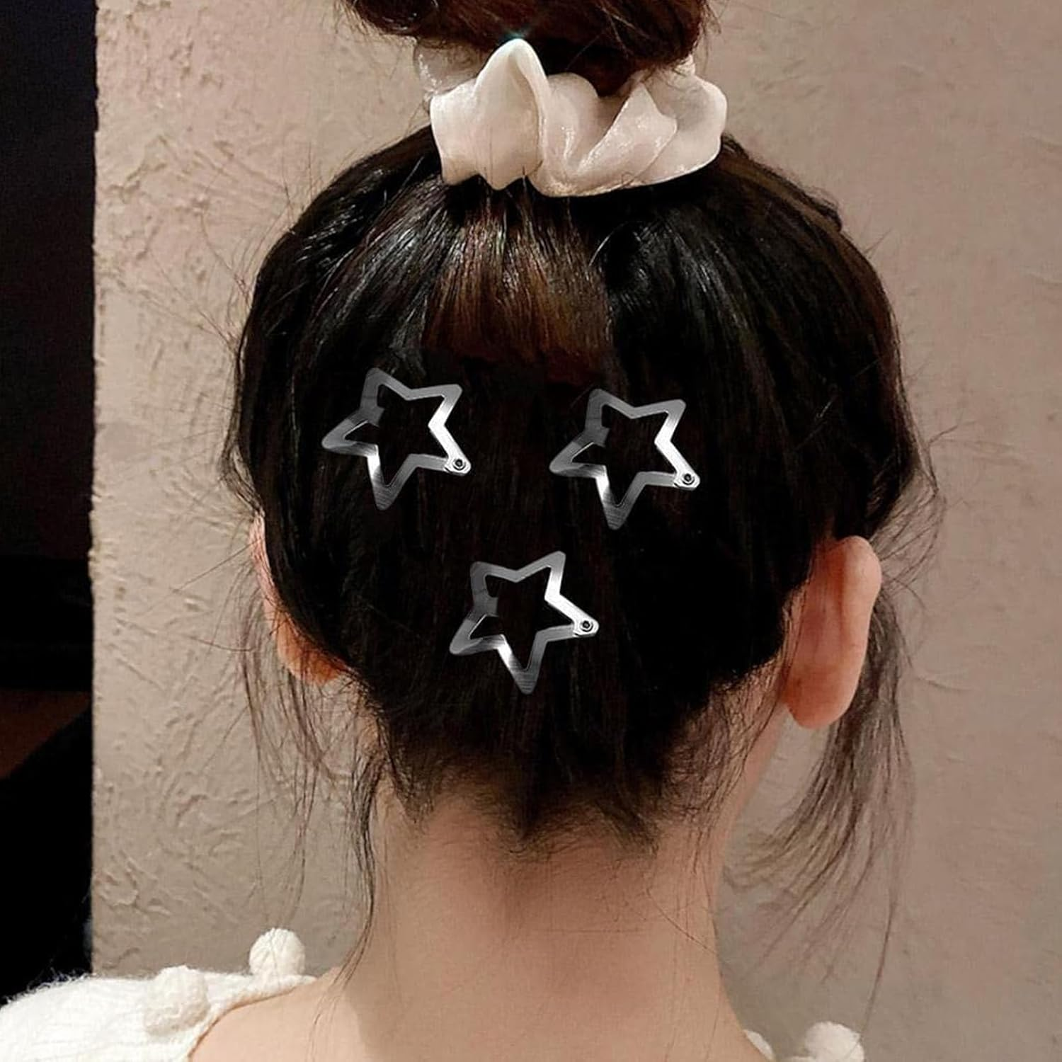 Pack of 12 Star Hair Clips, Silver Coloured Hollowed Stars Hair Pins, Cute Star Hair Clips with Snap Closure for Girls and Women image number 1