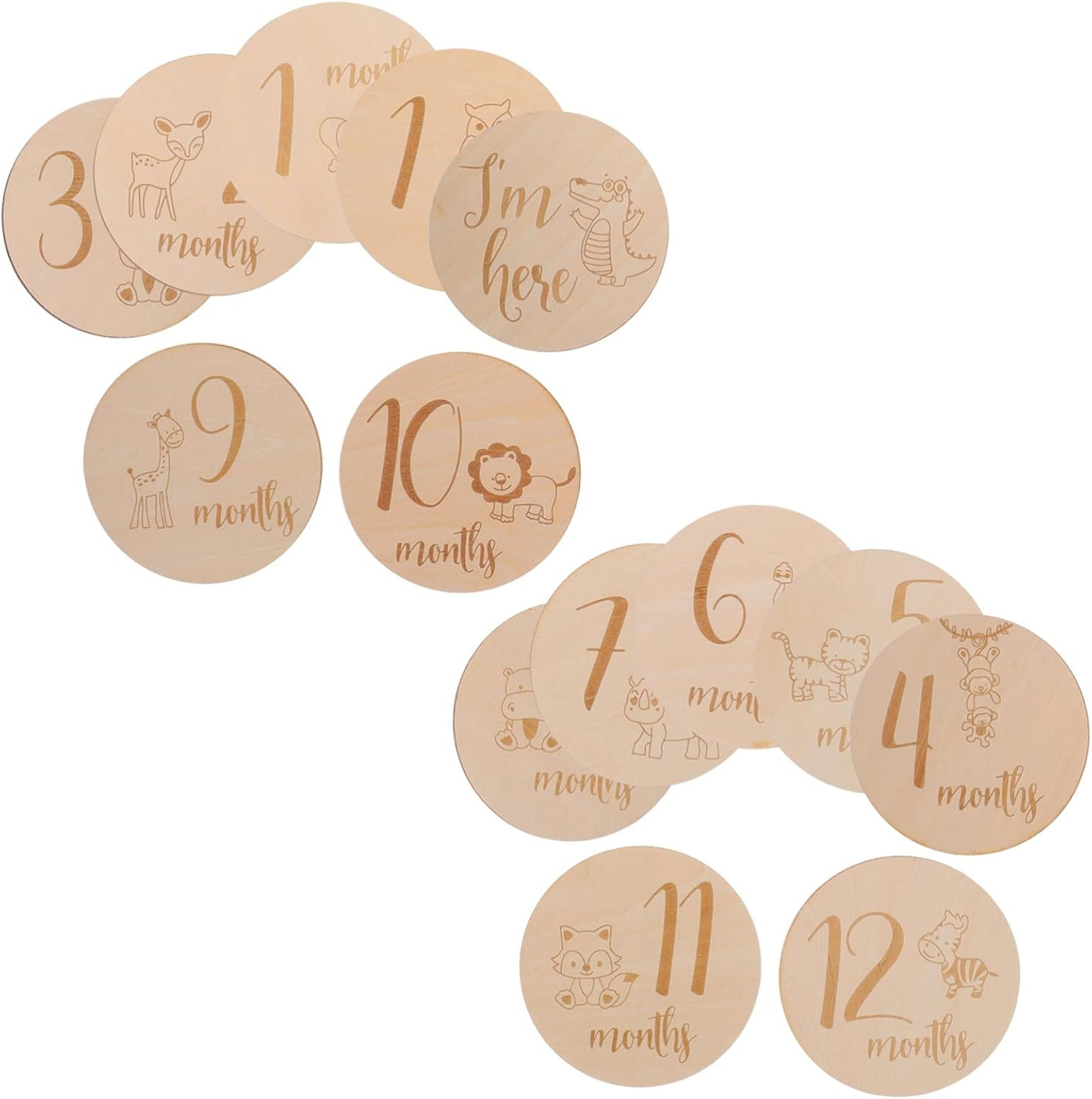 Newborn Wooden Milestone Cards Milestone Wooden Circles for First Year Announcements image number 5