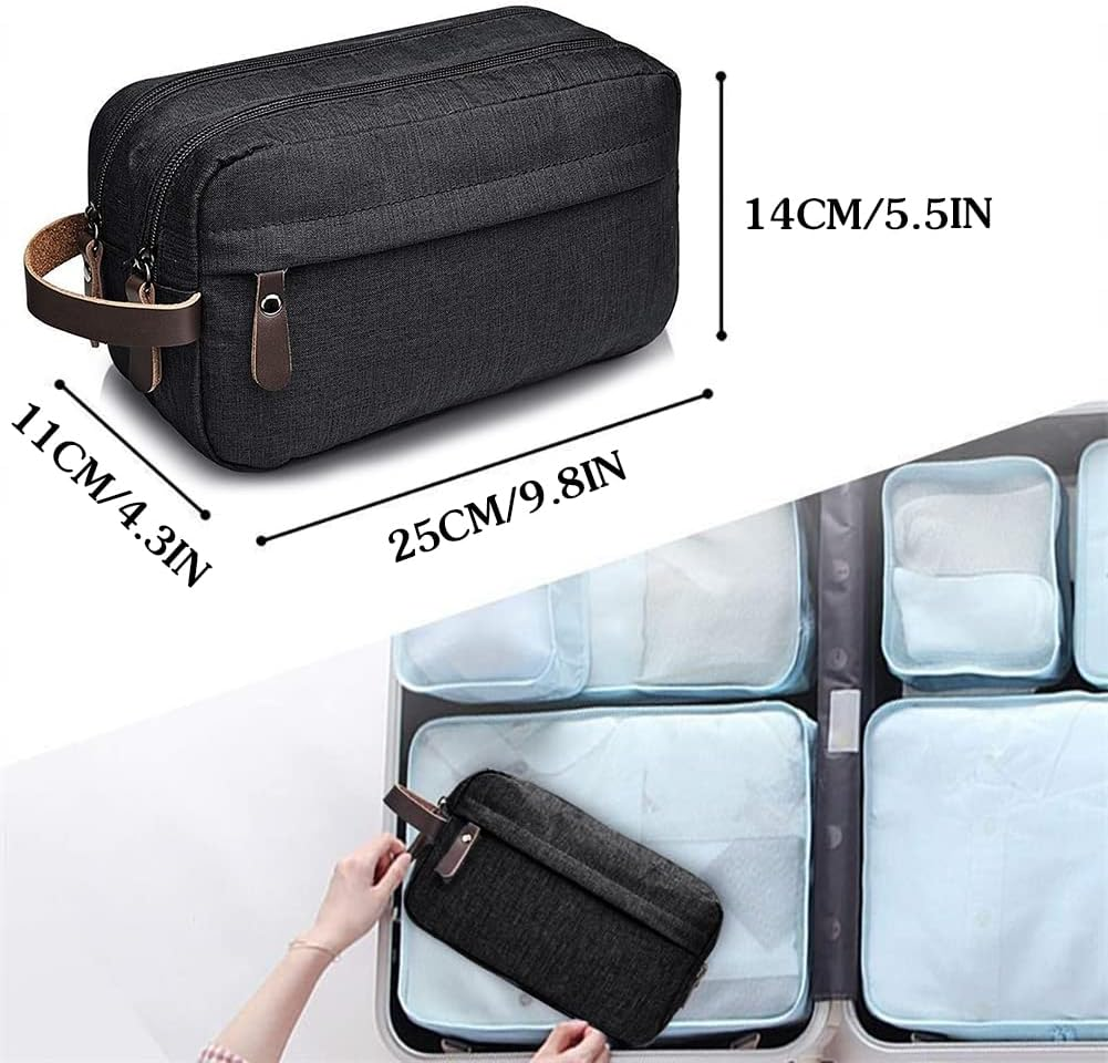 Toiletry Bag for Men, Water Resistant Shaving Cosmetic Bag Large Capacity Travel Organizer (Black) image number 4