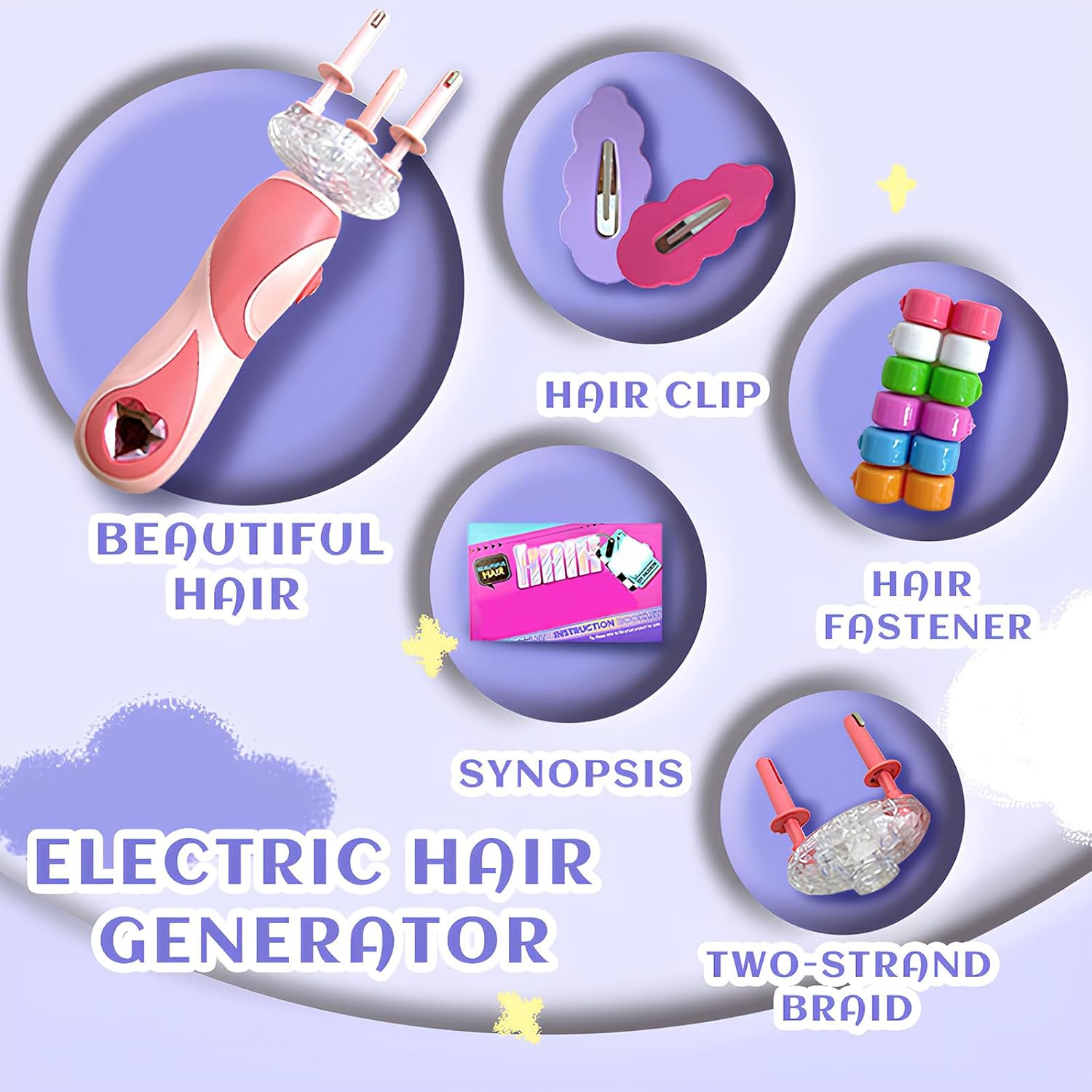 Hair Braiding Machine, Children'S Hair Braiding, Automatic Hair Braider, Girls Hair Styling Tool with 2 Hair Clips, 6 Hair Braiders, DIY Girls Hair Styling Tool, for Girls from 3 Years image number 4