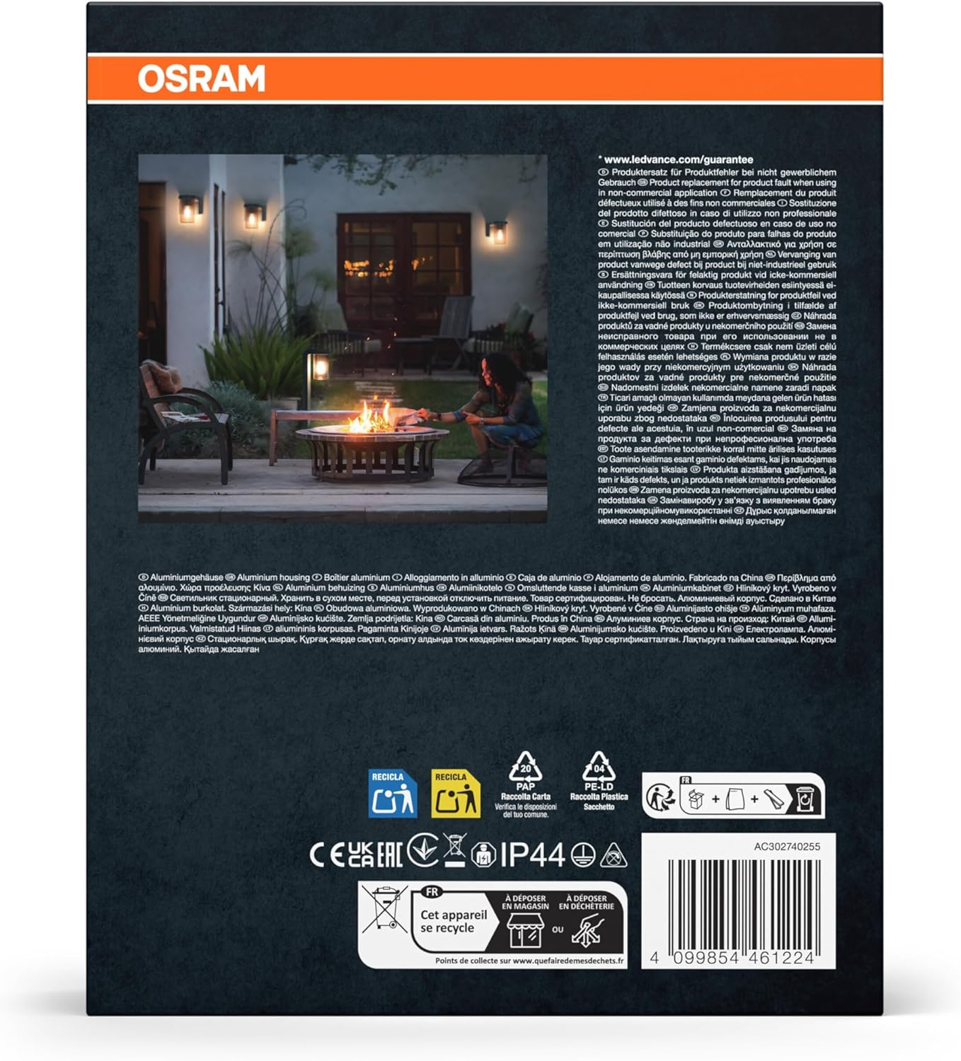 OSRAM E27 Amber Vintage Wall Light with Dark Grey Aluminium Housing IP44 Protection Shockproof IK03 for Patio Balcony image number 3