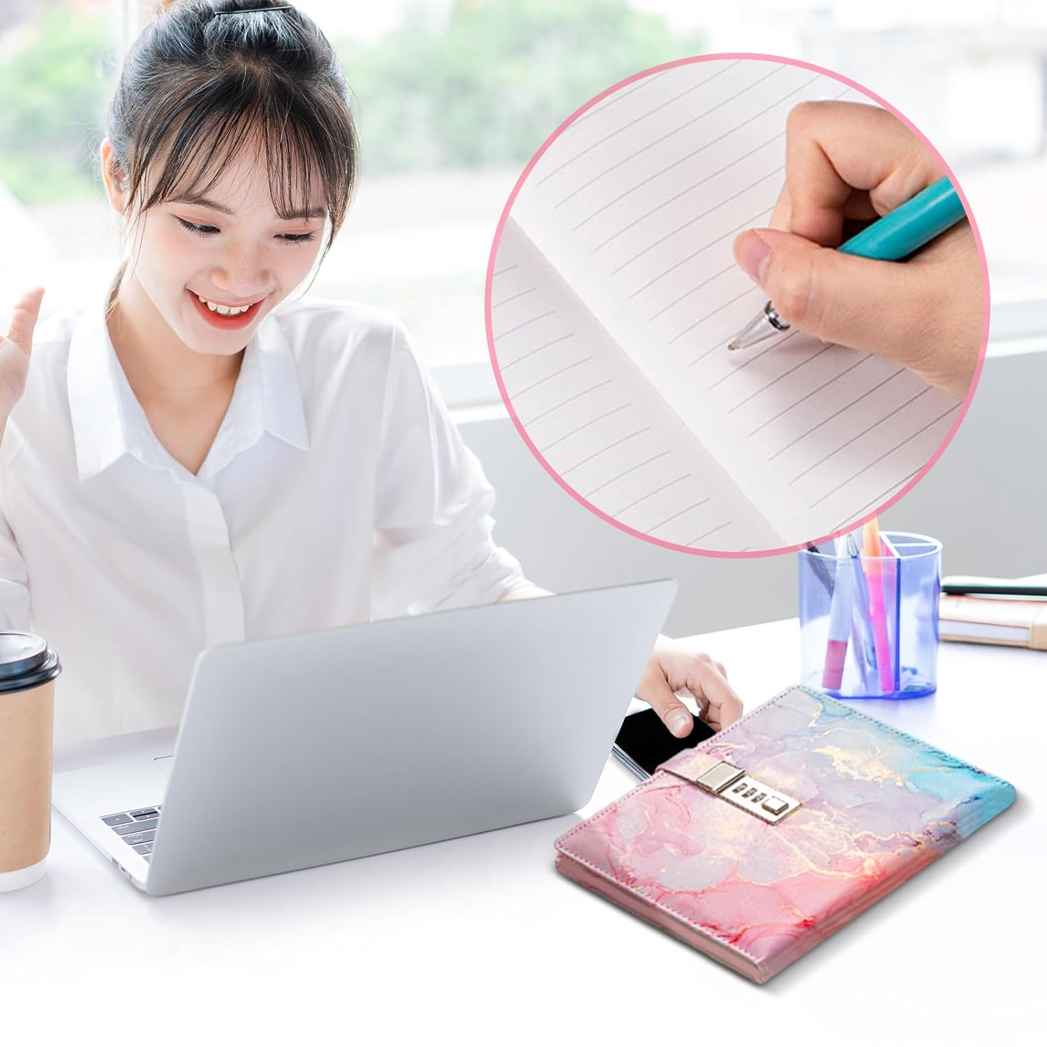 Eigell Diary with Lock Locked Diary Notebook 180 Pages Lock Journal Planner Organizer Password Lock Diary Girls Boys Teens Adults, Violet image number 1