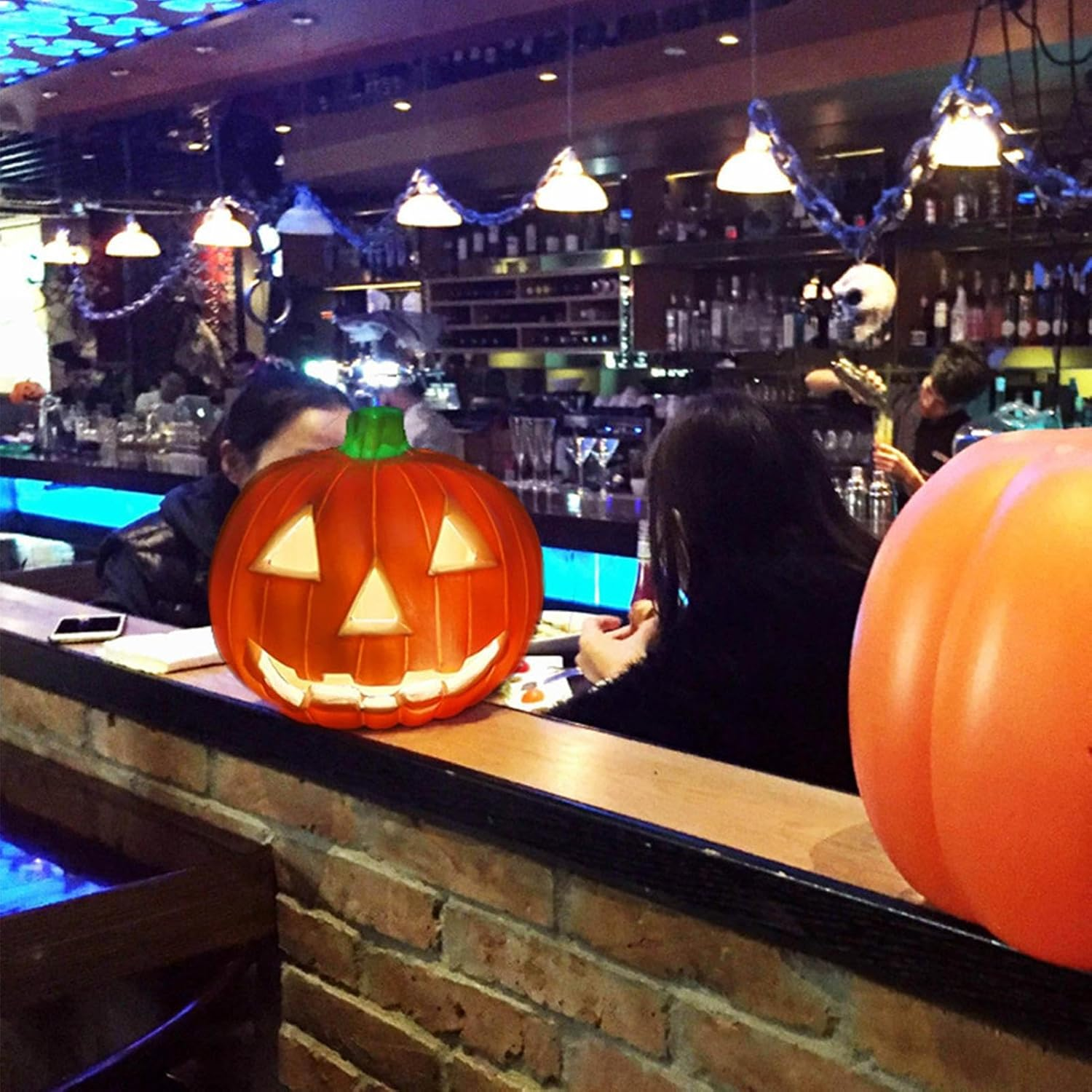 Light up Pumpkin Lantern | Battery Operated Pumpkin Face Lights Halloween Decoration | Party Supplies for Bar, Celebration, Home, Living Room, Garden, Yard image number 4