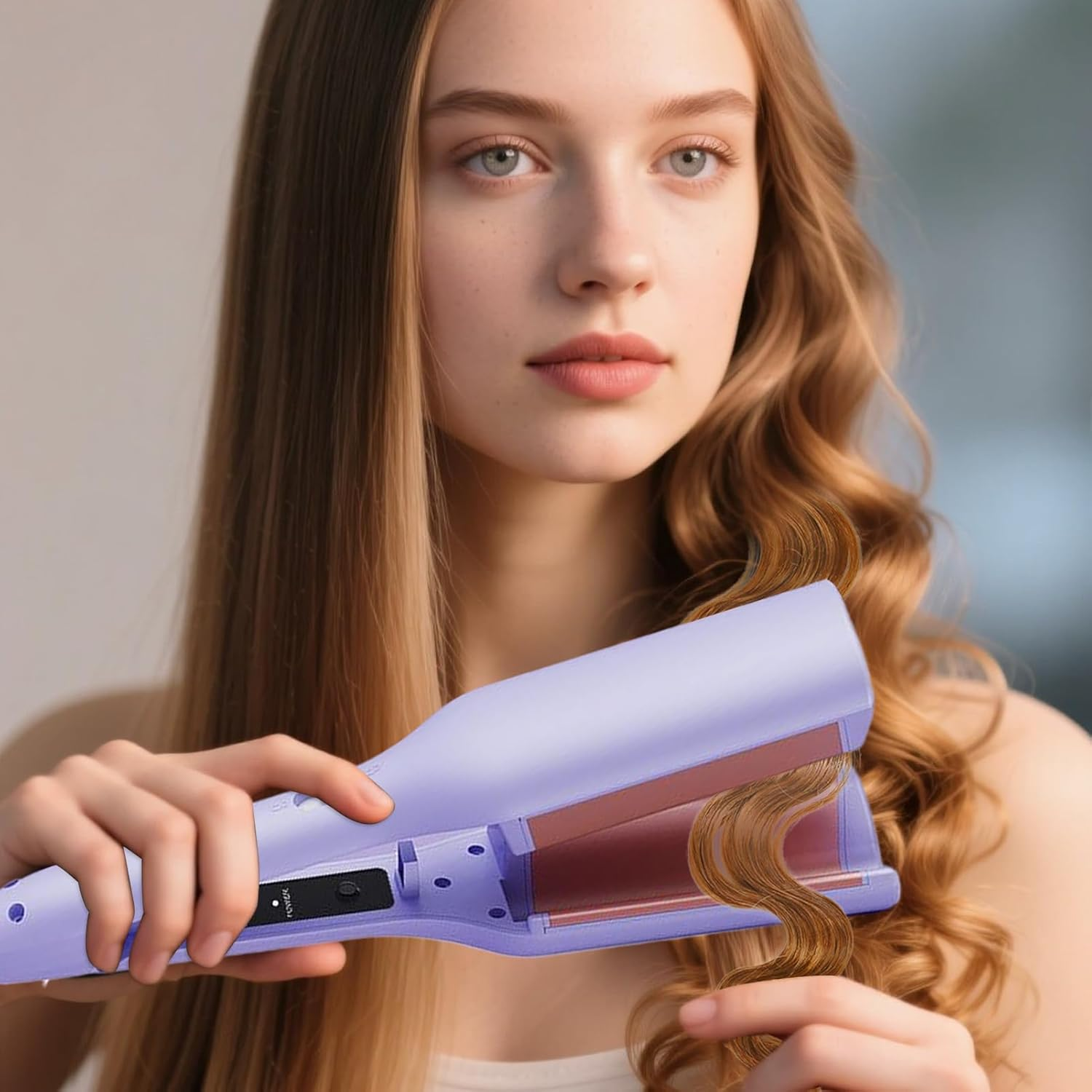 Hair Curling Iron - Portable Negative Ion Hair Styling Tool | Anti-Scalding Hairdressing Tool for College Students Vacation Wives Home Hairstylist Fashion Enthusiast Girls Bride image number 1