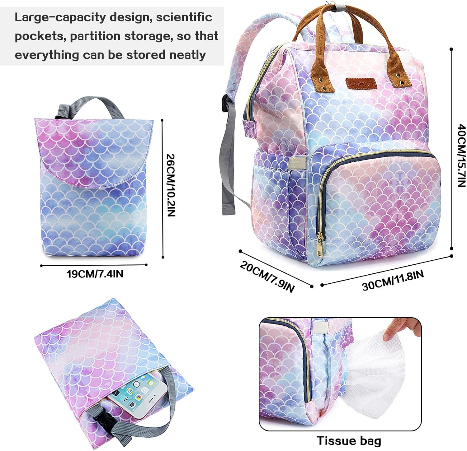 4 in 1 Diaper Bag Backpack Set for Baby Girls Mom Large Capacity Waterproof Baby Care Bag Multi-Function Nappy Bag image number 1