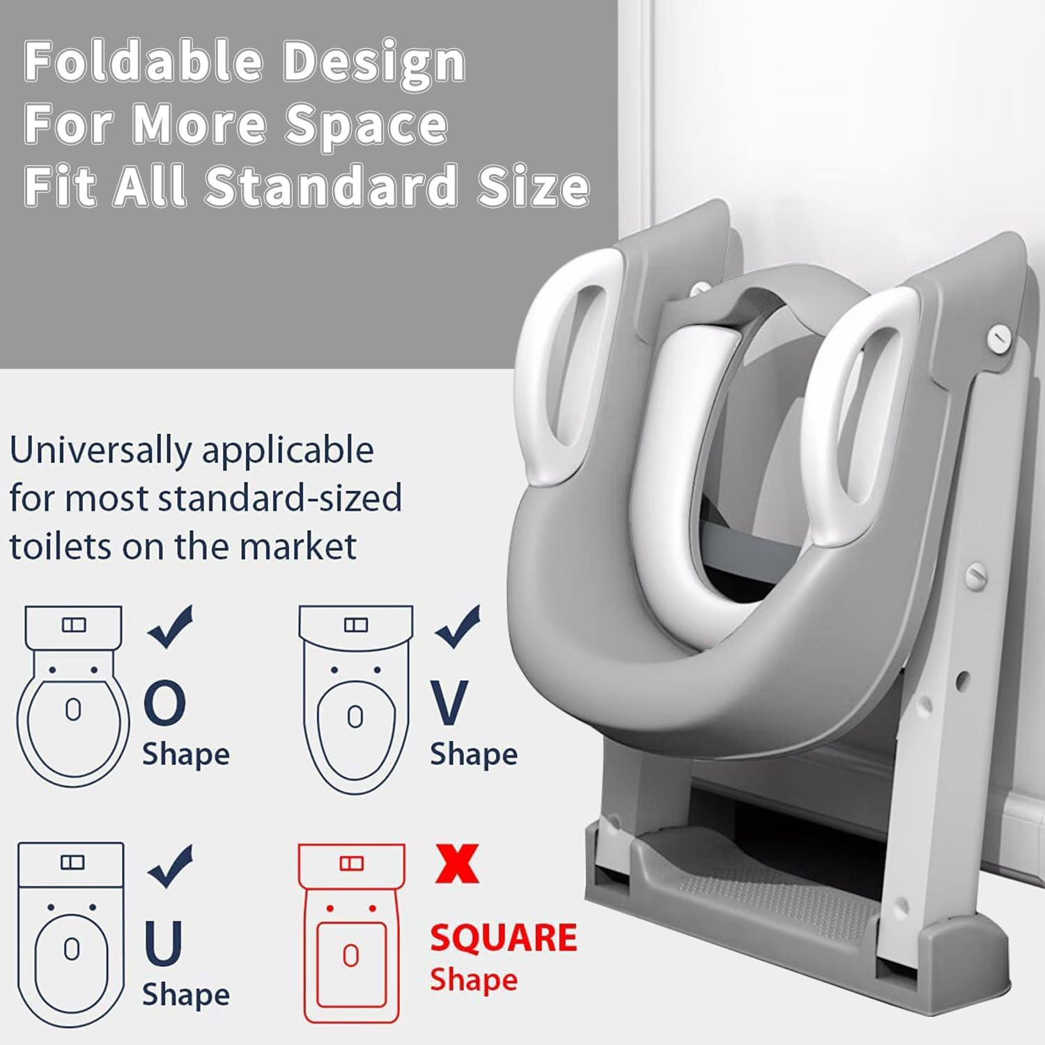 Potty Training Seat with Step Stool Ladder,Potty Training Toilet for Kids Boys Girls，Toddlers-Comfortable Safe Potty Seat with Anti-Slip Pads Ladder (Grey) - Blue image number 7