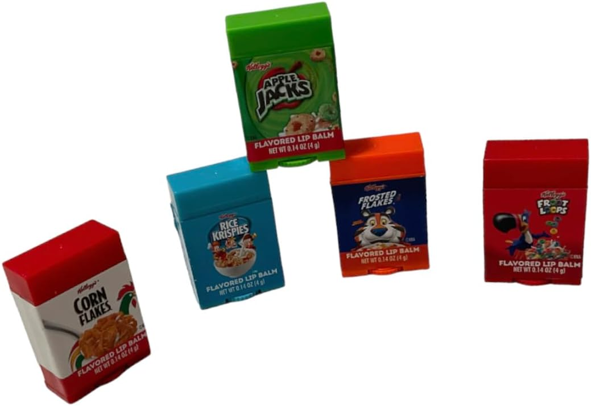 Taste Beauty 5-Piece Kelloggs Cereal Flavored Lip Balm Vending Machine Set, Cute Cereal Box Shaped Balms, Includes Corn Flakes, Rice Krispies, Frosted Flakes, Apple Jacks, & Fruit Loops image number 2
