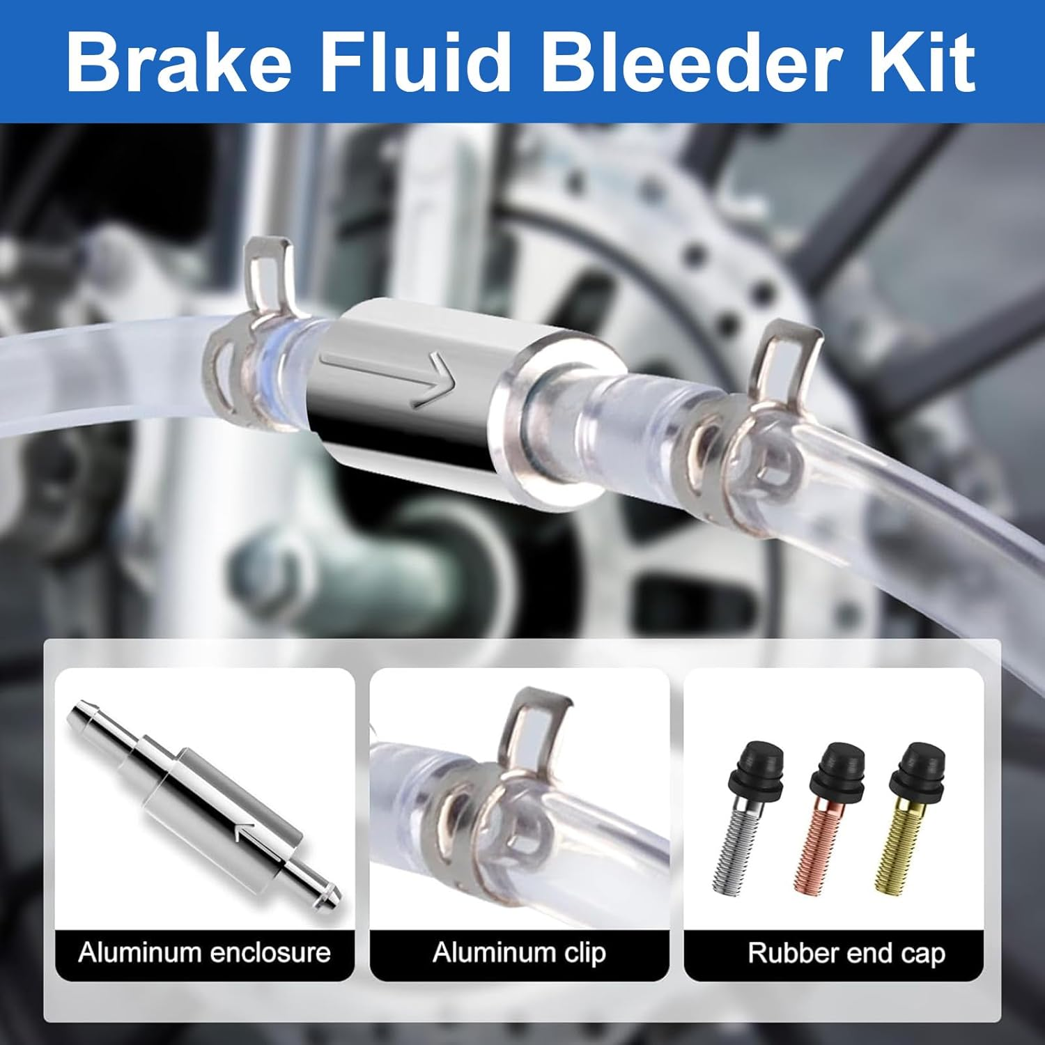 Brake Bleeder Hose One Way Check Valve Tube, Brake Fluid Flushing Bleeding Tool Kit for Car Motorcycle Clutch image number 2