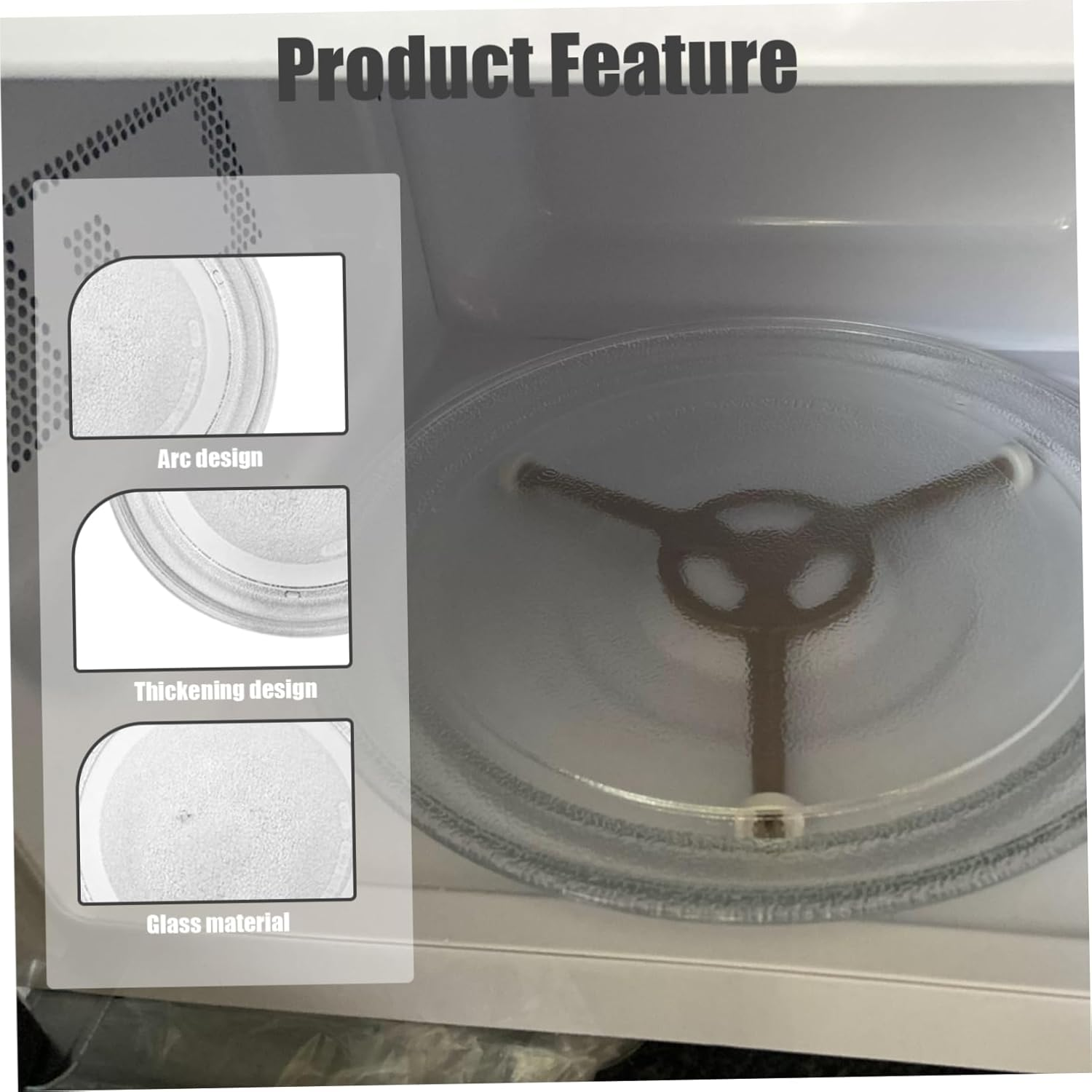 Microwave Plate Replacement Universal-Fit 9.6 Inch Turntable Glass Microwave Tray with 3 Arm Turntable Ring for 17-25L, Tray, Plate Replacement image number 6