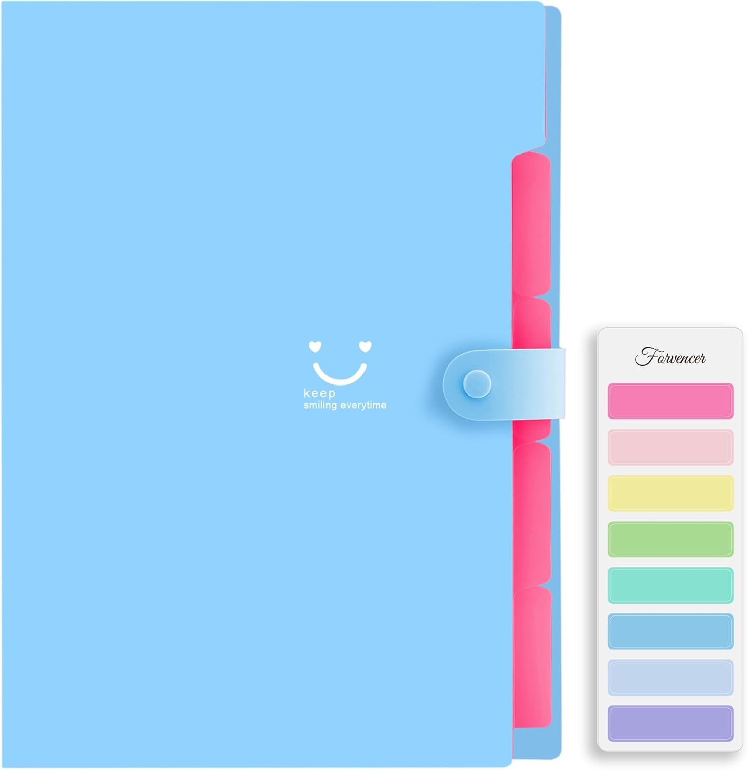 Forvencer Accordion File Organizer, Letter Size, 5 Pocket Expanding File Folder, Cute File Folder with Labels, Portable File Organizer for School Office Supplies, Folders for Documents, Jade