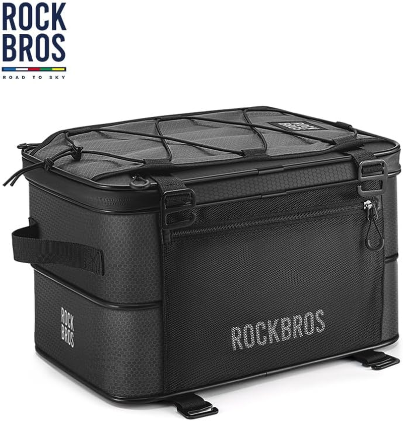 ROCKBROS Rear Bike Rack Bag 15-30L Bike Pannier Bag with Removable Side Bag Saddle Bag Rear Rack for Commute Shopping and Cycling (Black) image number 1